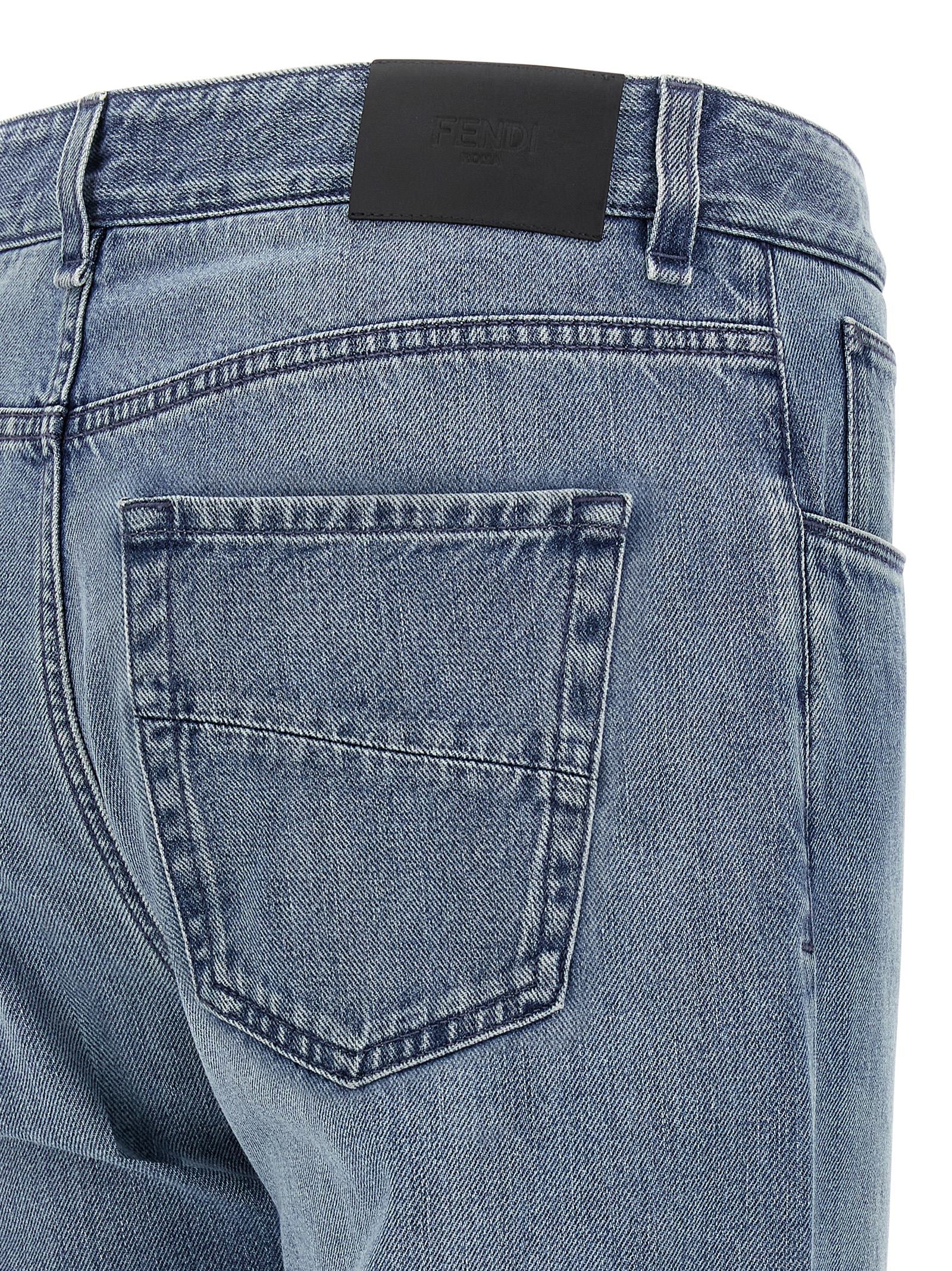 Jeans droits Fendi en coton bleu