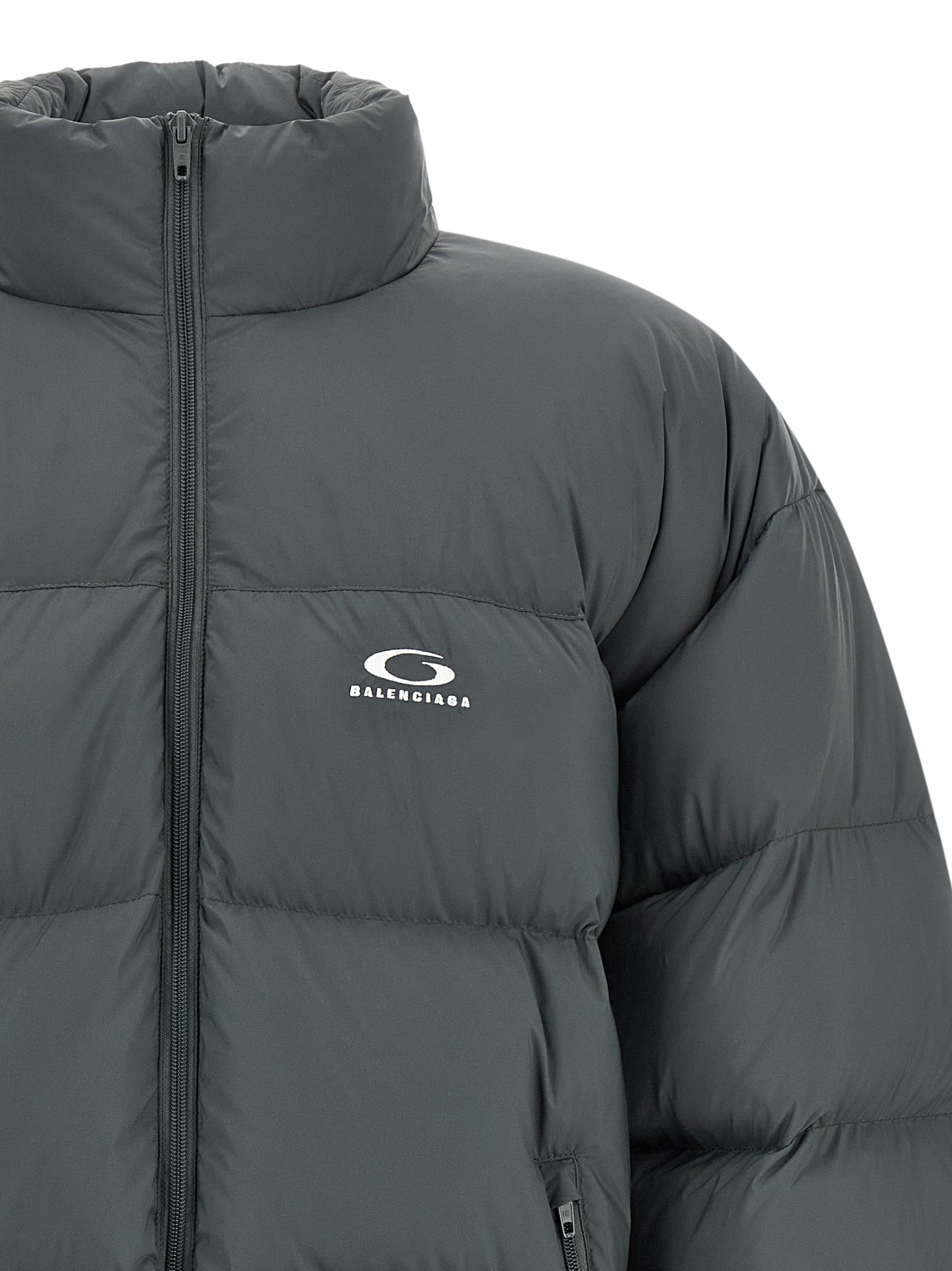 Gray Polyamide Full-Length Jacket