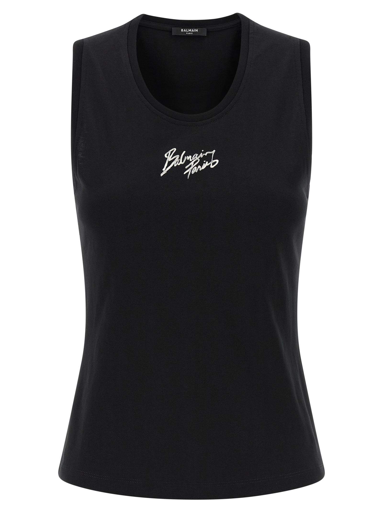 Black Cotton Sleeveles T-Shirt