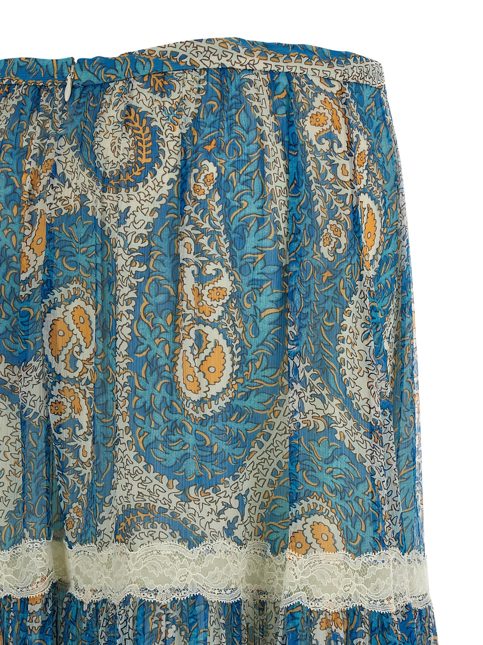 Blue Silk Mini Skirt