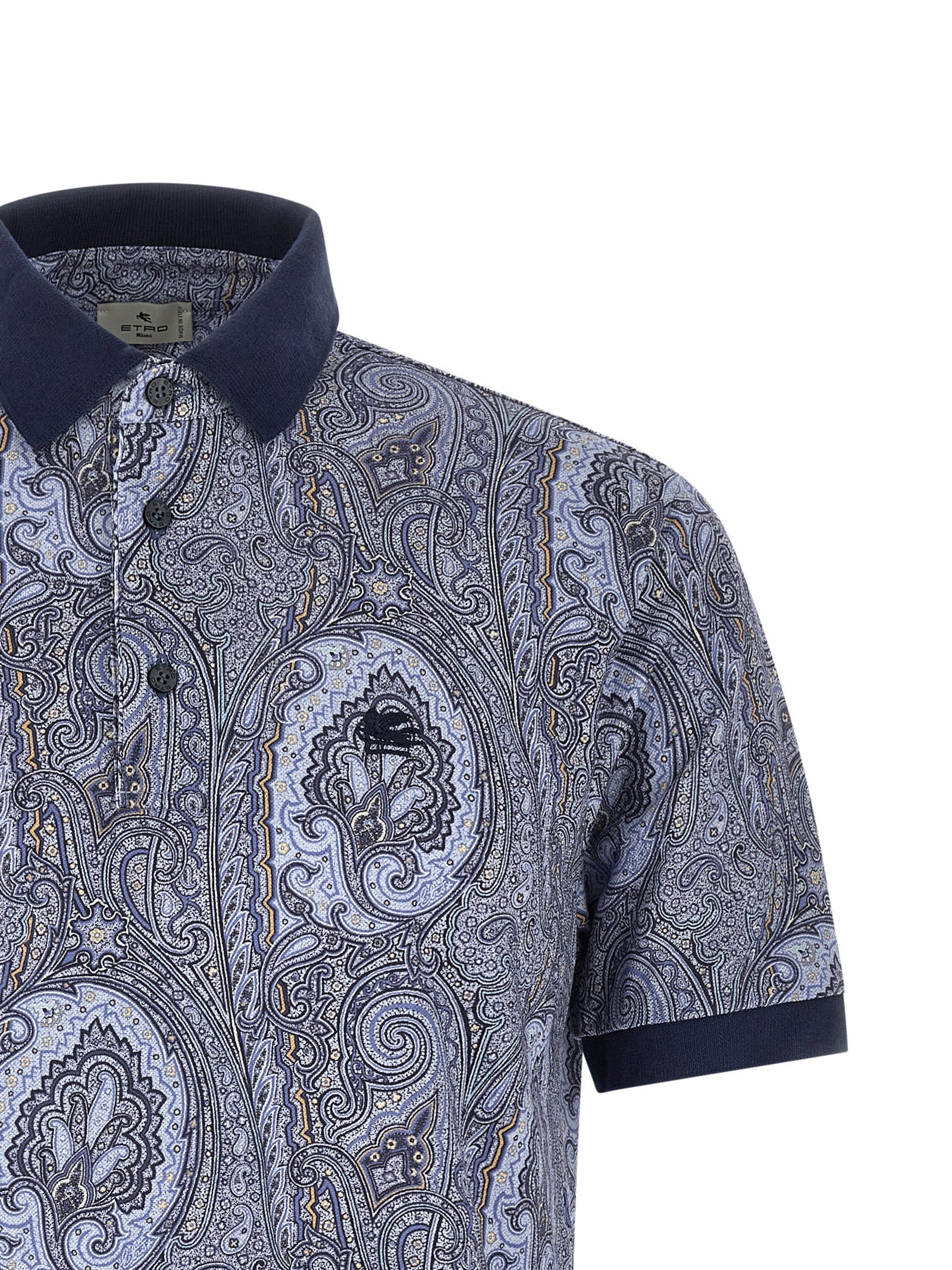 Polo en coton bleu Etro