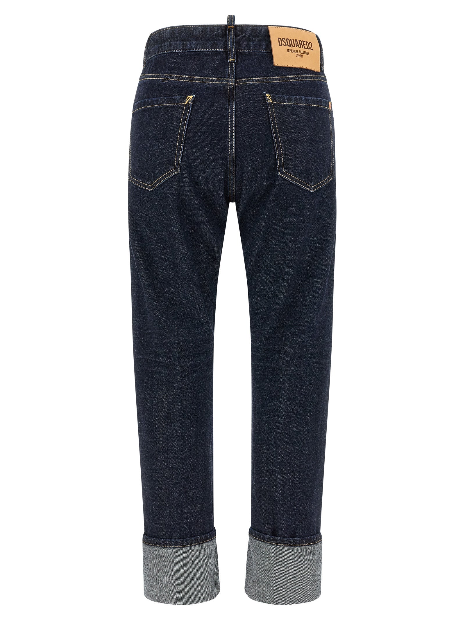 Blue Cotton Straight-Leg Jeans