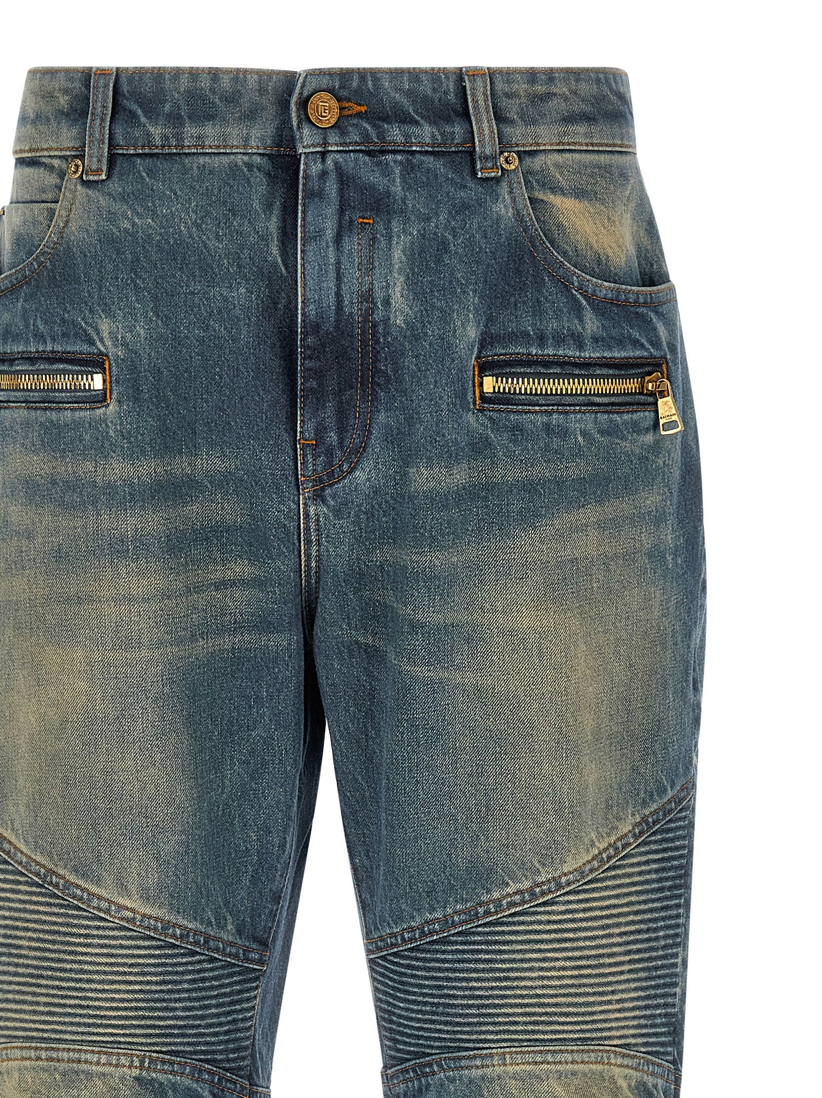 Balmain Jeans mit geradem Bein aus blauer Baumwolle