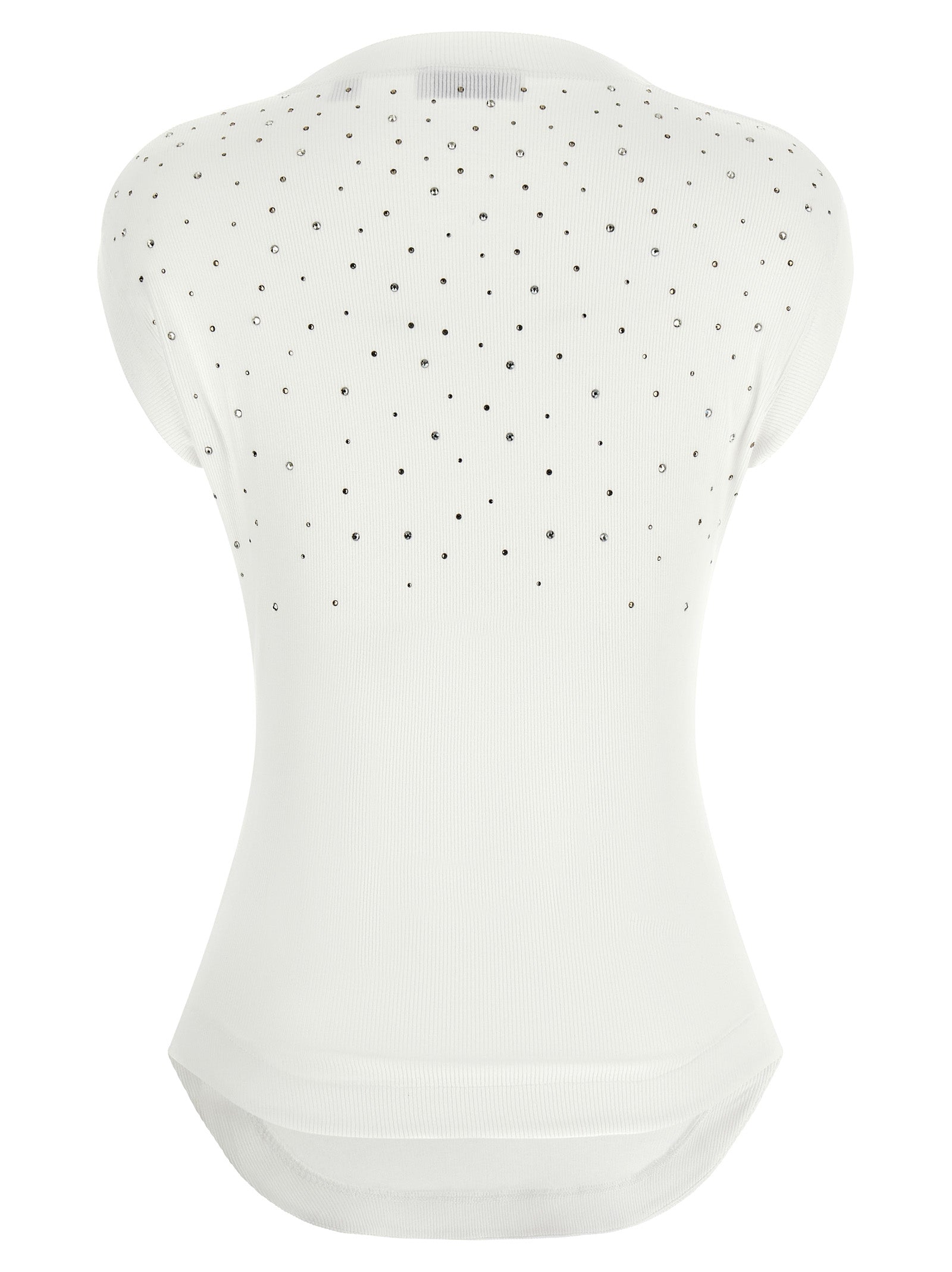 White Viscose Sleeveles T-Shirt
