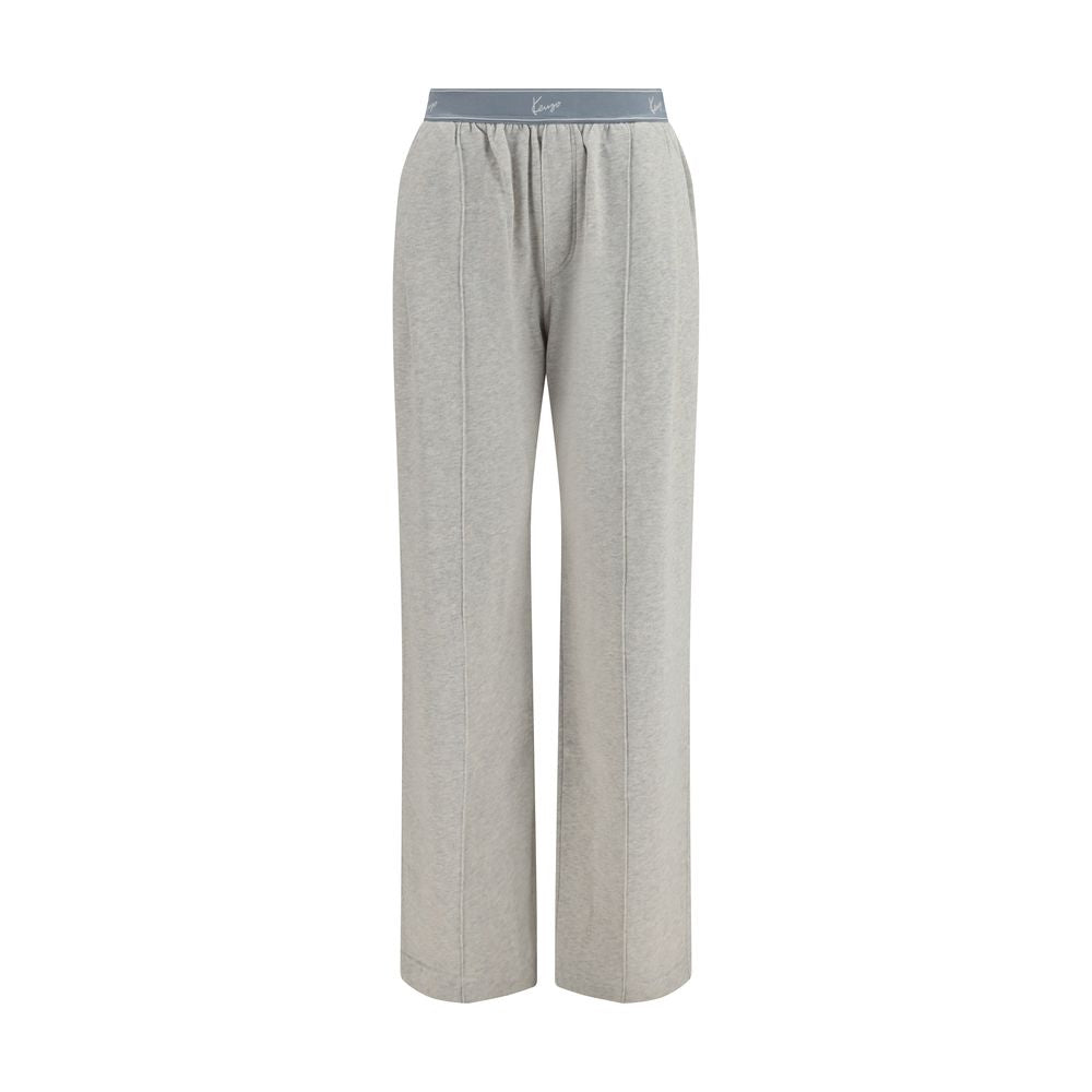 Gray Cotton Joggers with Logo Elastic Waistband