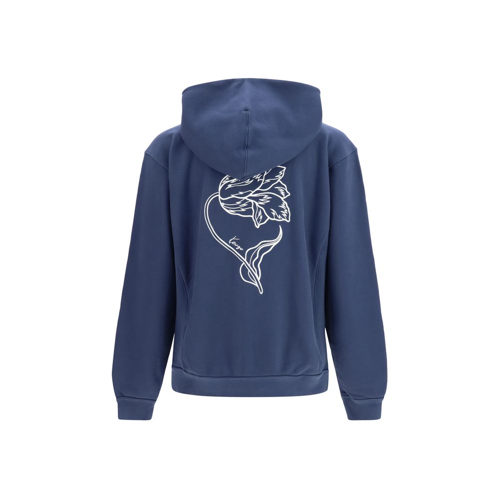 Blauer Baumwoll-Kenzo-Tulpen-Kapuzenpulli mit Reißverschluss