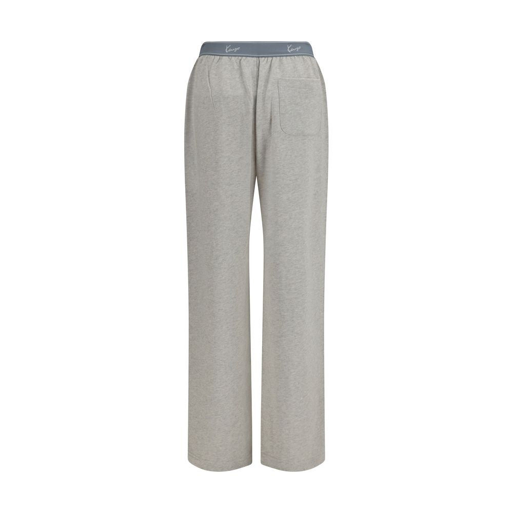Gray Cotton Joggers with Logo Elastic Waistband