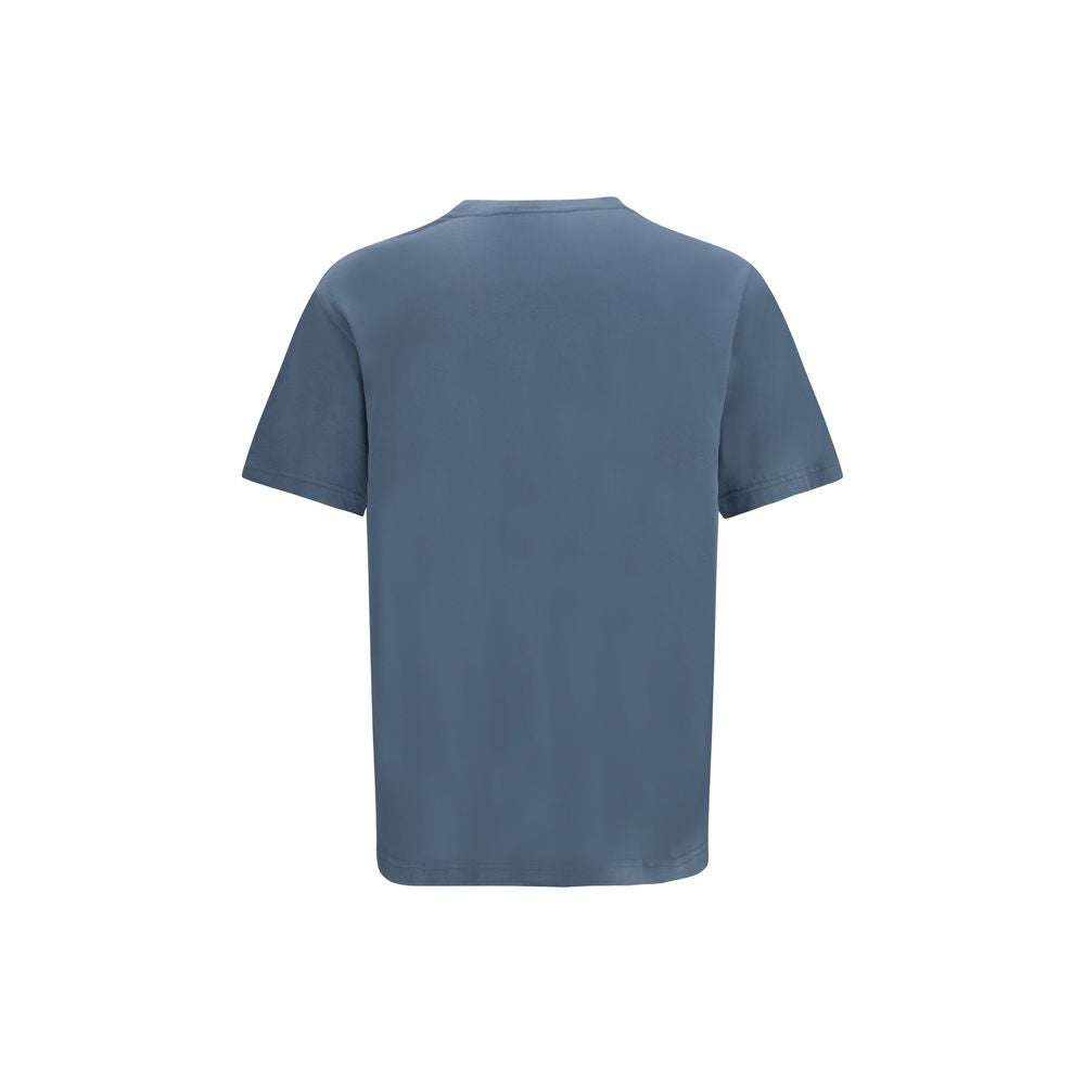 Blue Cotton T-Shirt with Kenzo Embroidery