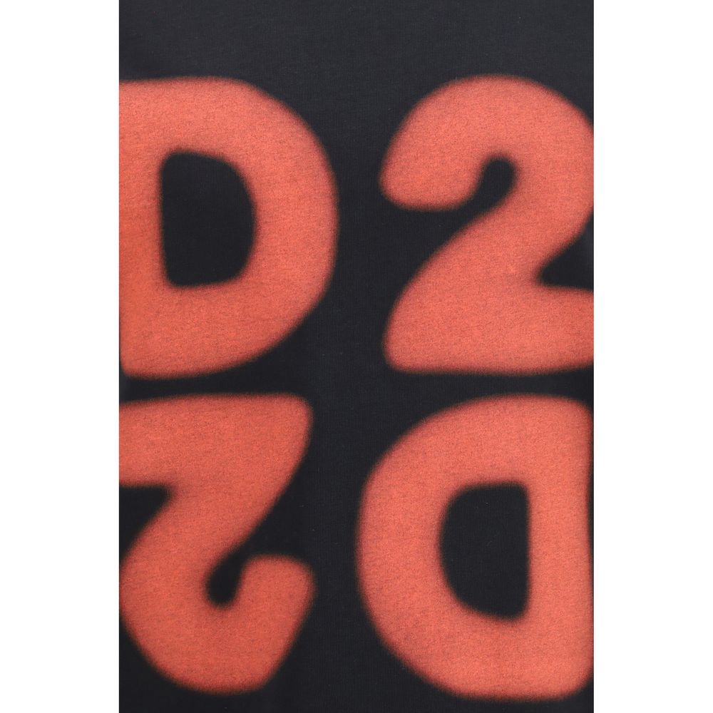Black Cotton T-Shirt with Graphic Chest Print