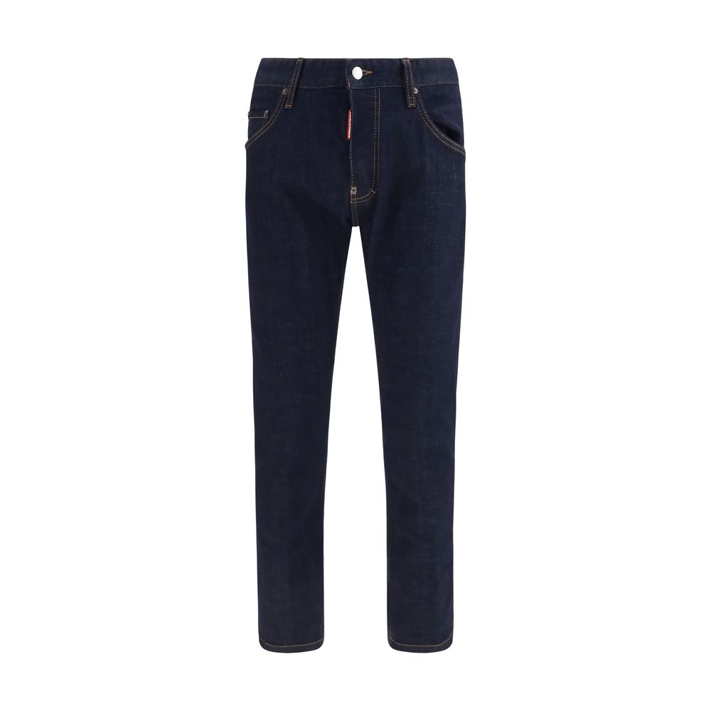 Blaue Baumwolljeans, schmal geschnitten
