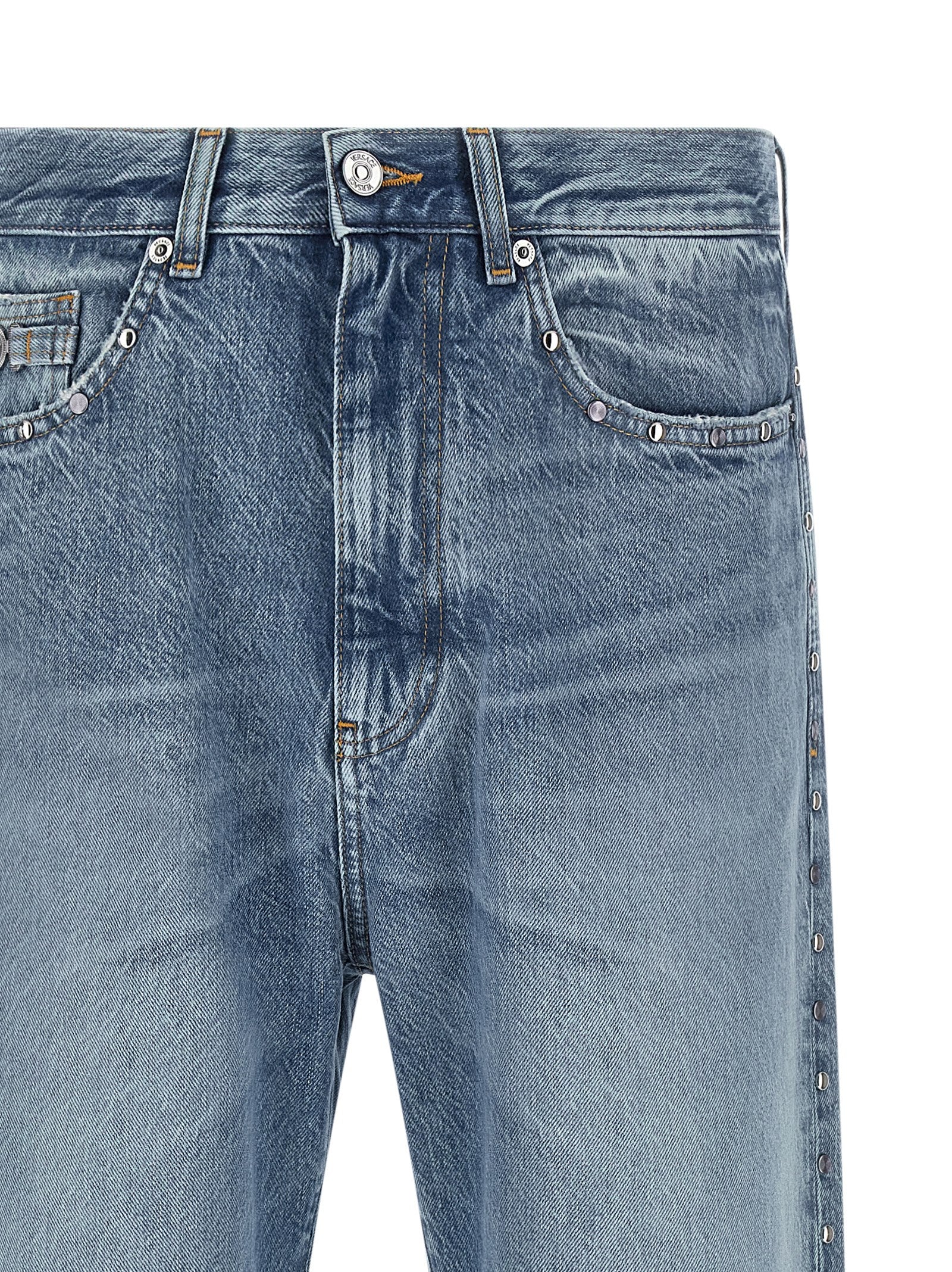 Jean droit en coton bleu Versace