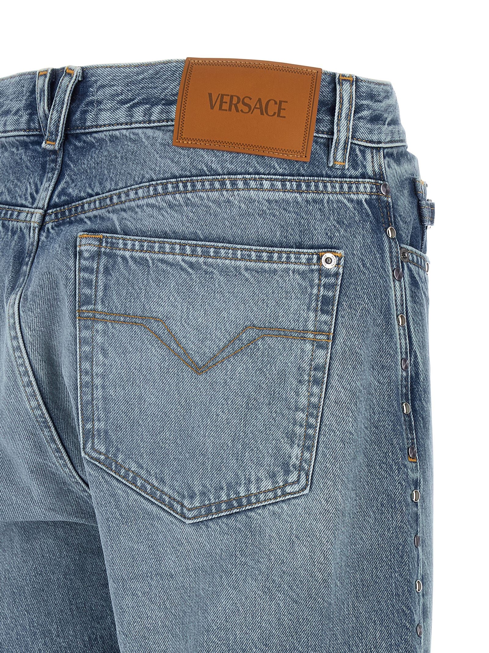 Jean droit en coton bleu Versace