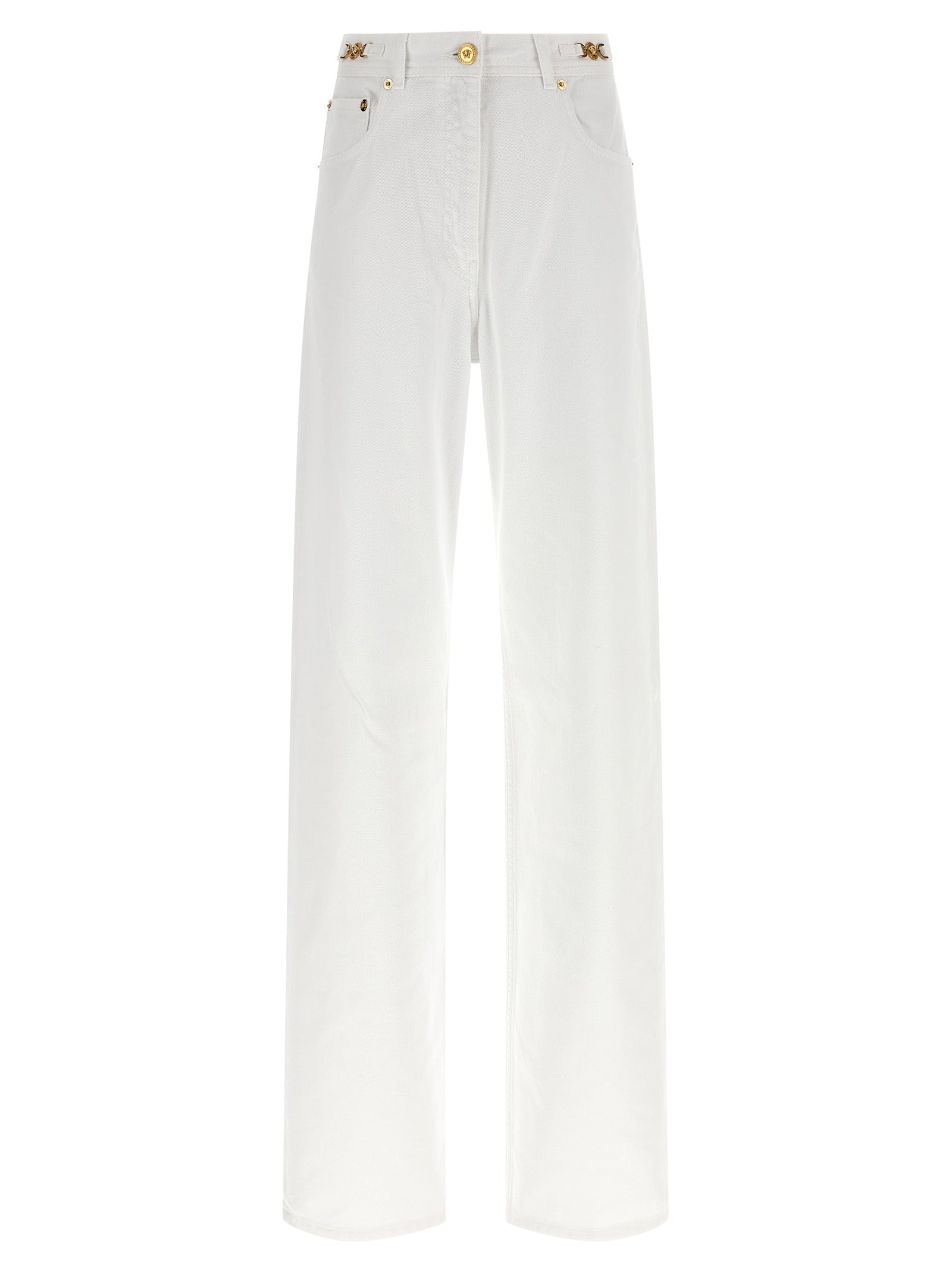 Jean droit en coton blanc Versace