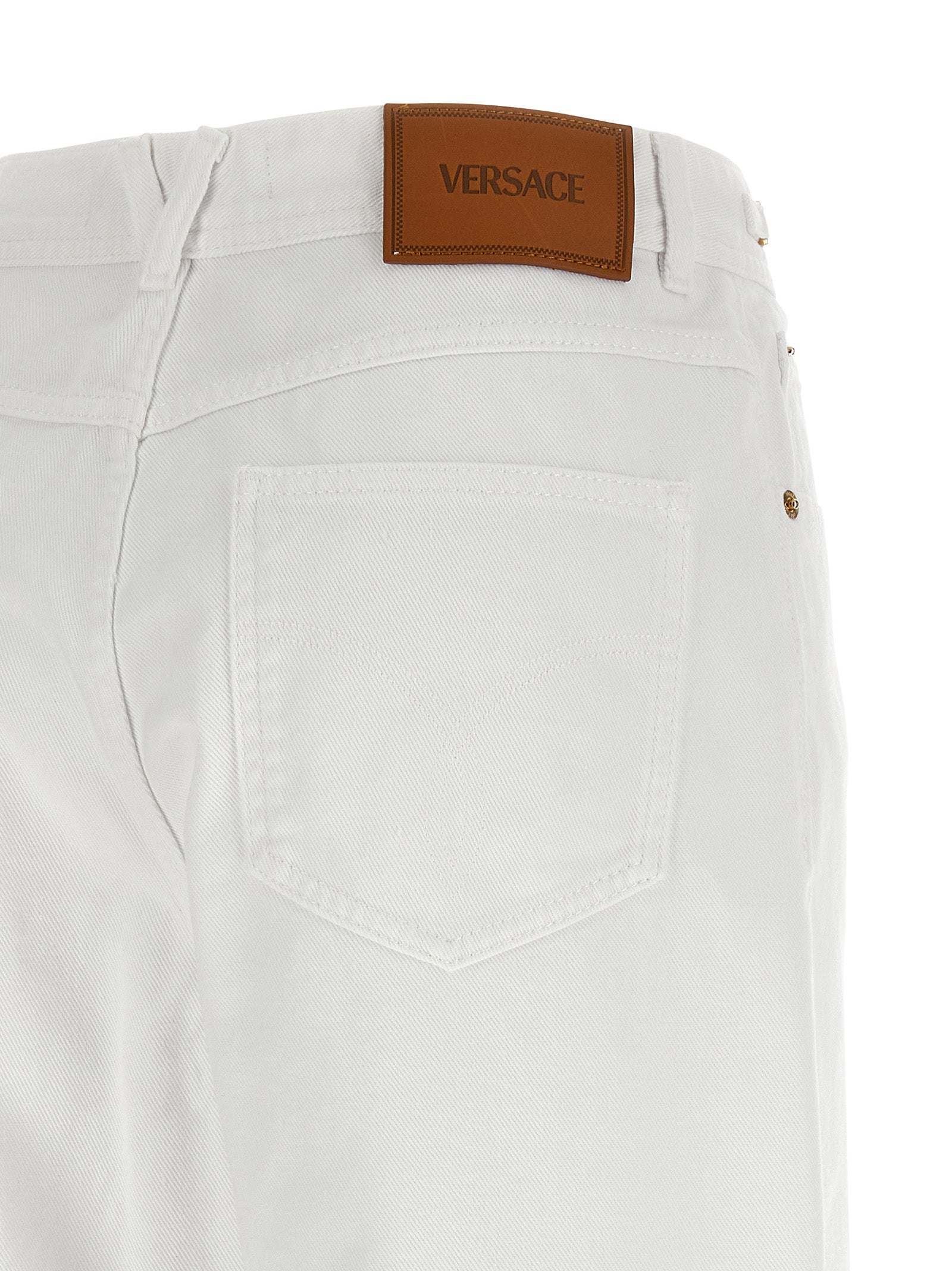 Jean droit en coton blanc Versace