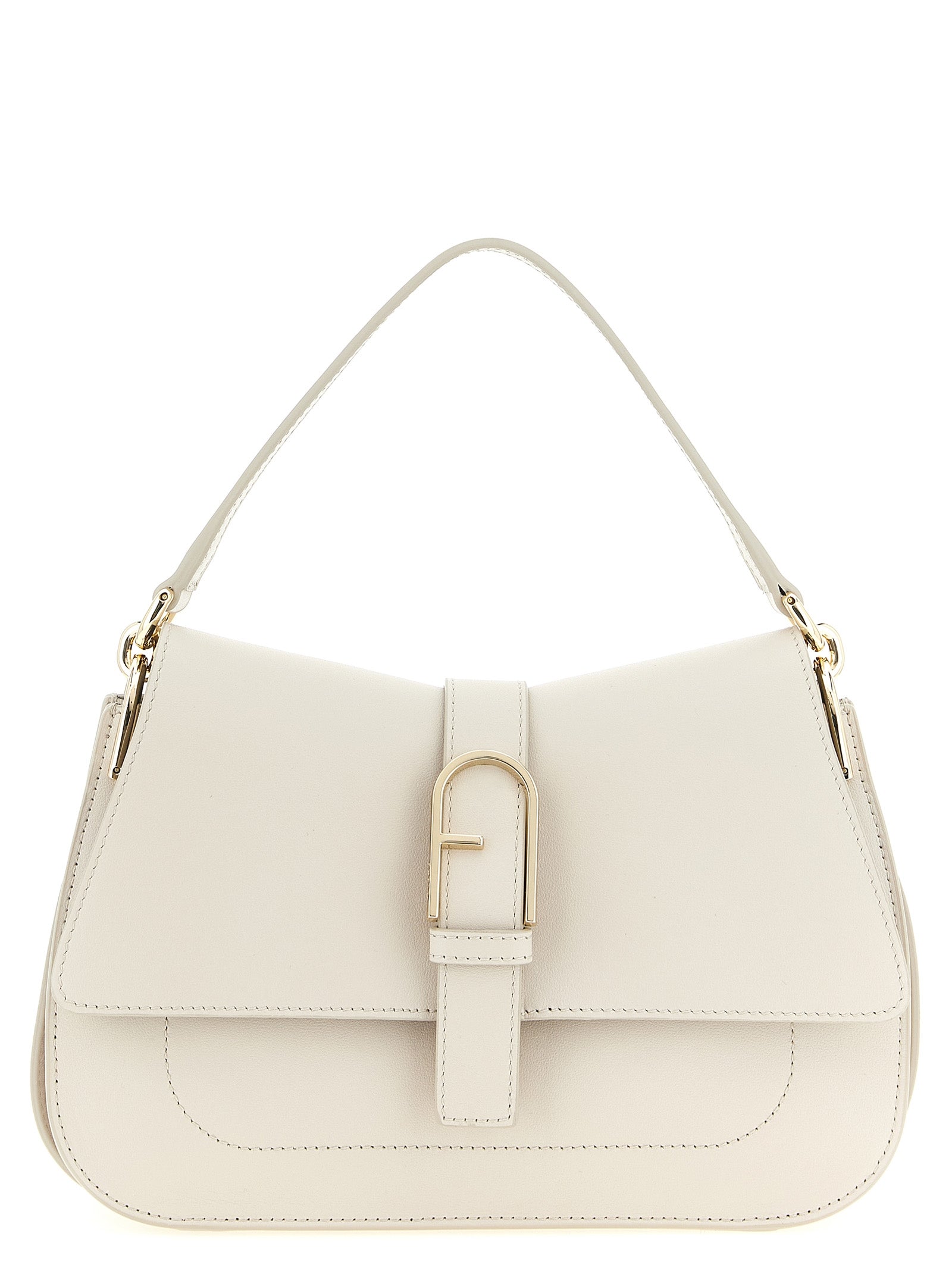 Furla Beige Flow M Shoulder Bag Calf Leather