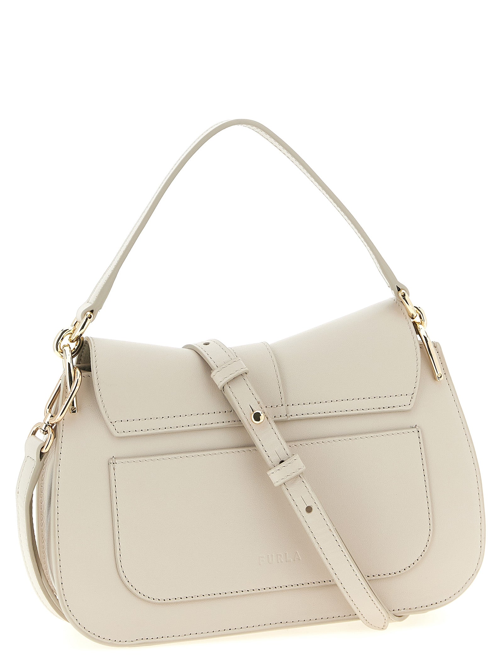 Furla Beige Flow M Shoulder Bag Calf Leather