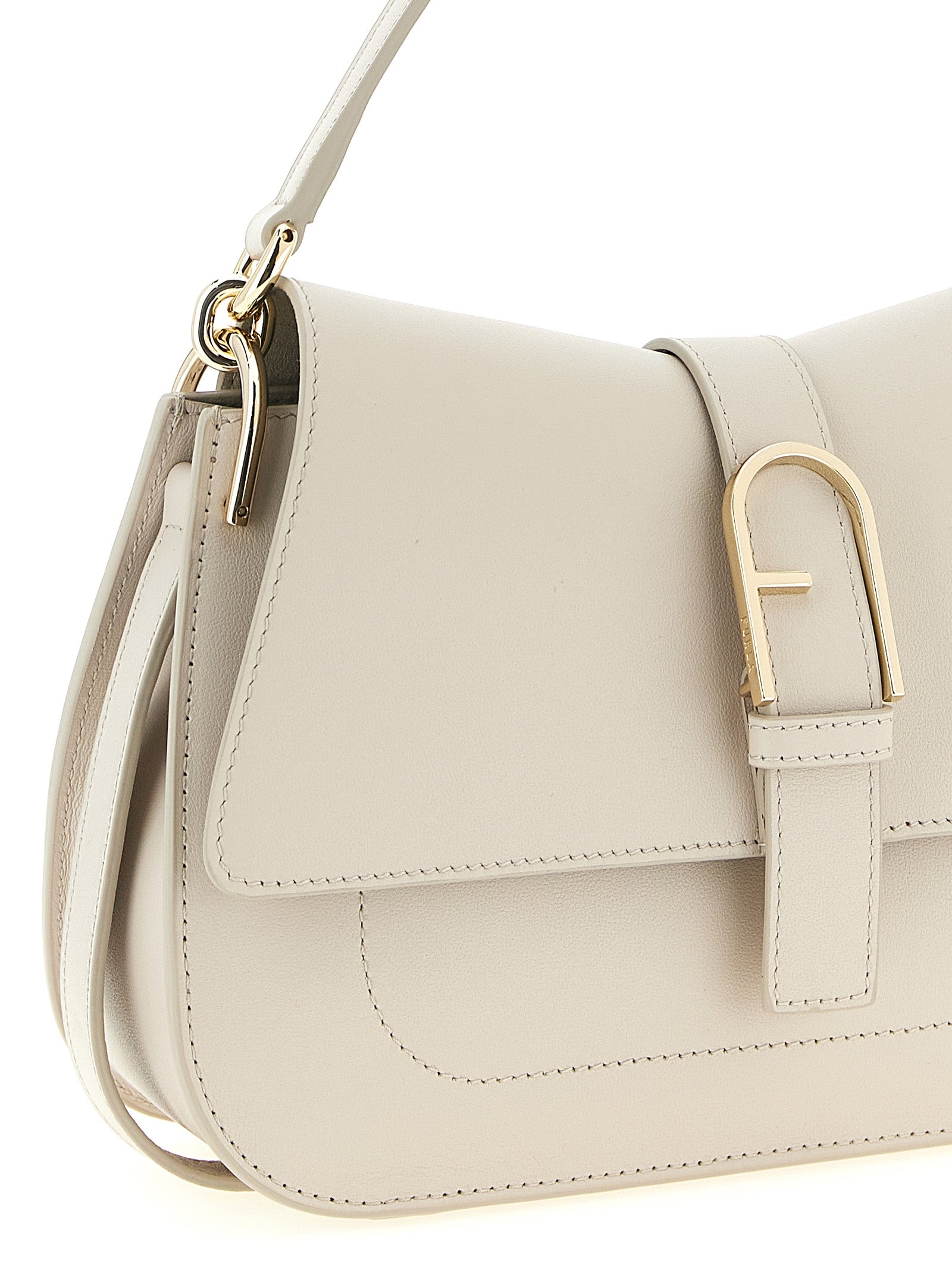 Furla Beige Flow M Shoulder Bag Calf Leather