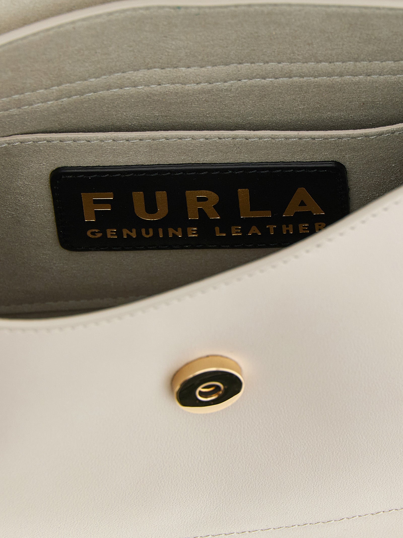 Furla Beige Flow M Shoulder Bag Calf Leather