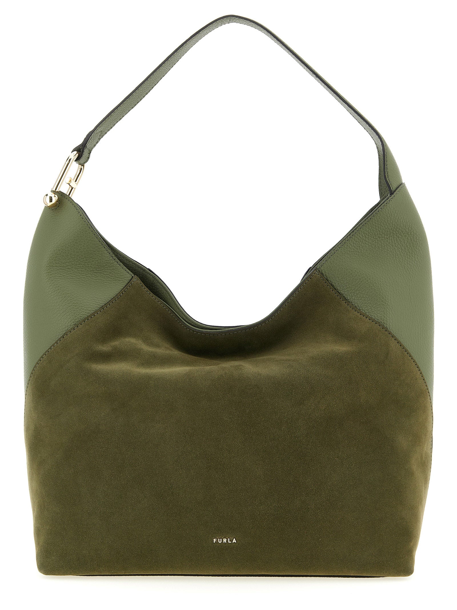 Furla Green Lara Large Shoulder Bag Calf Leather