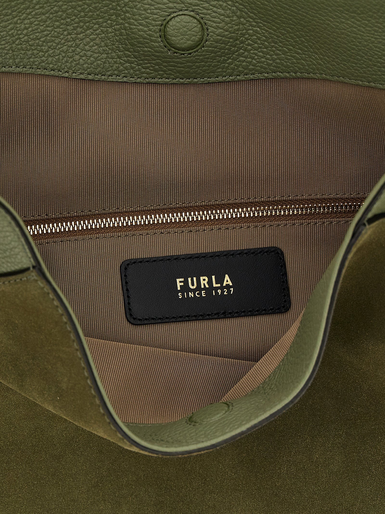 Furla Green Lara Large Shoulder Bag Calf Leather