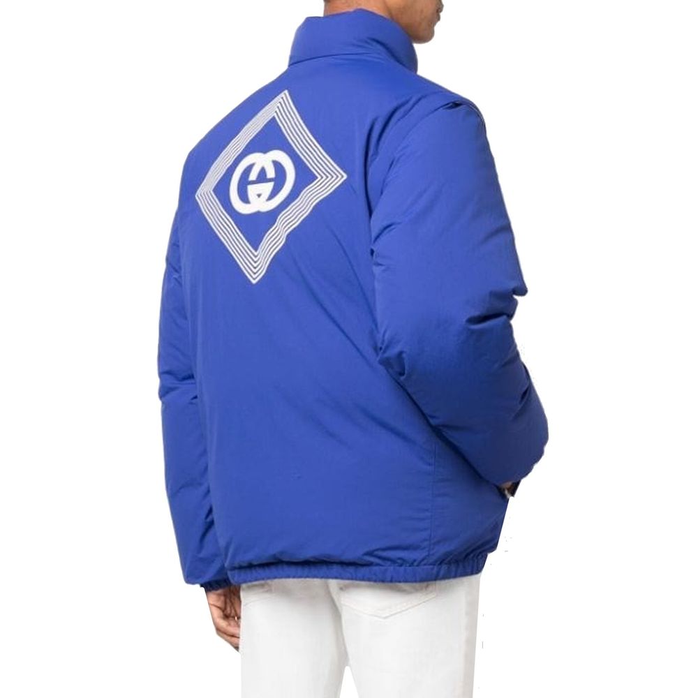 Blue Synthetic Coat with Detachable Sleeves