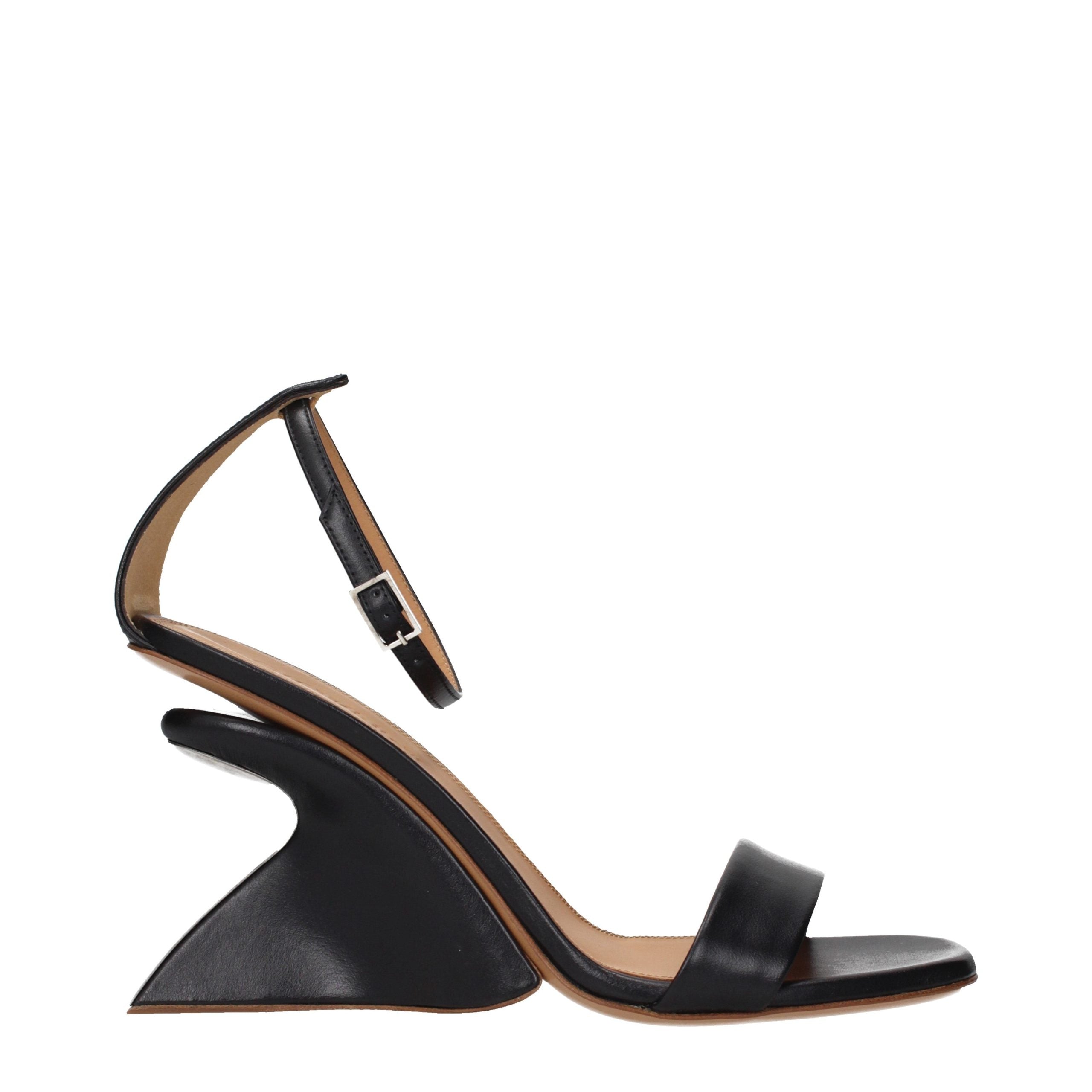 Schwarze Ledersandalen mit Stilettoabsatz
