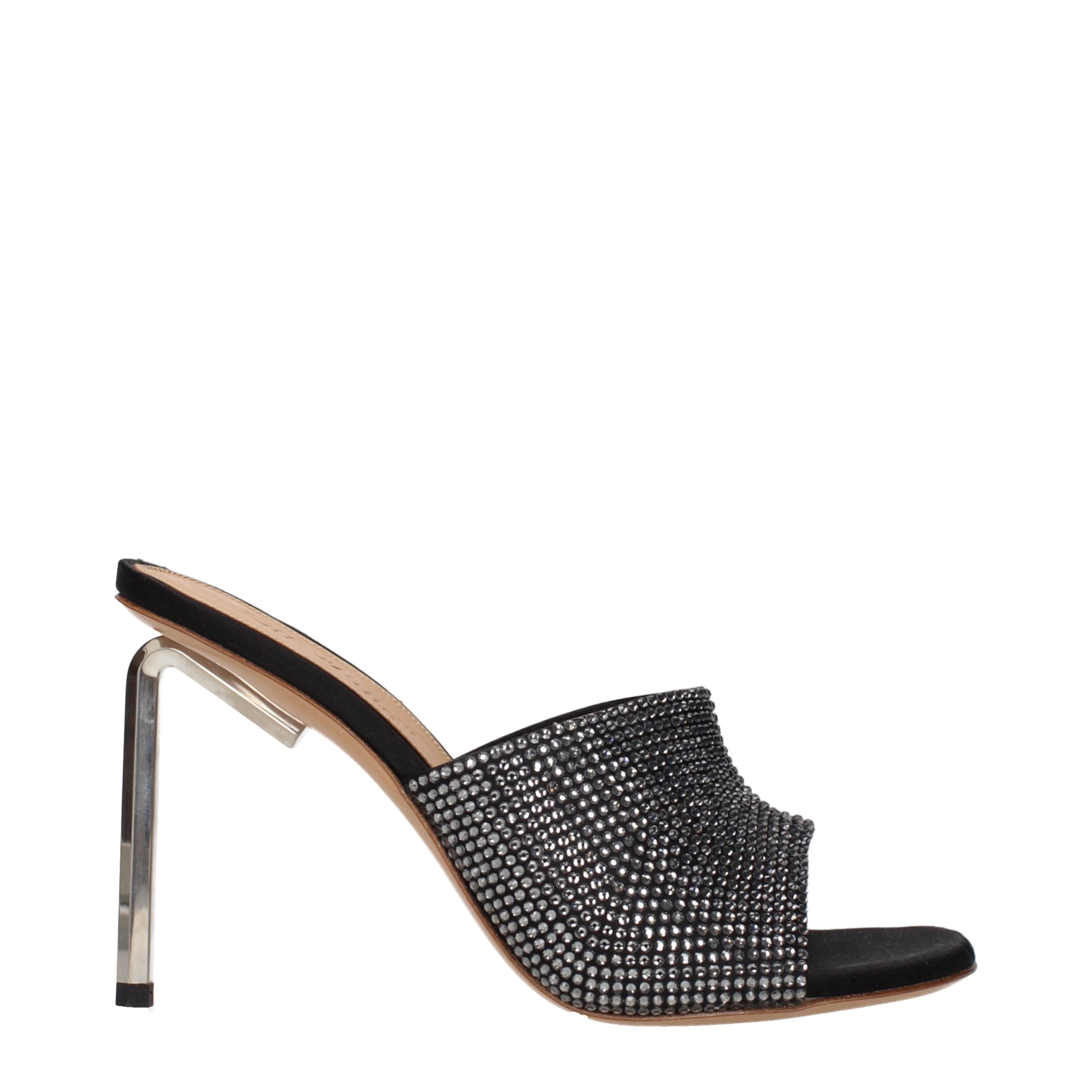Schwarze Satin-Stiletto-Sandalen