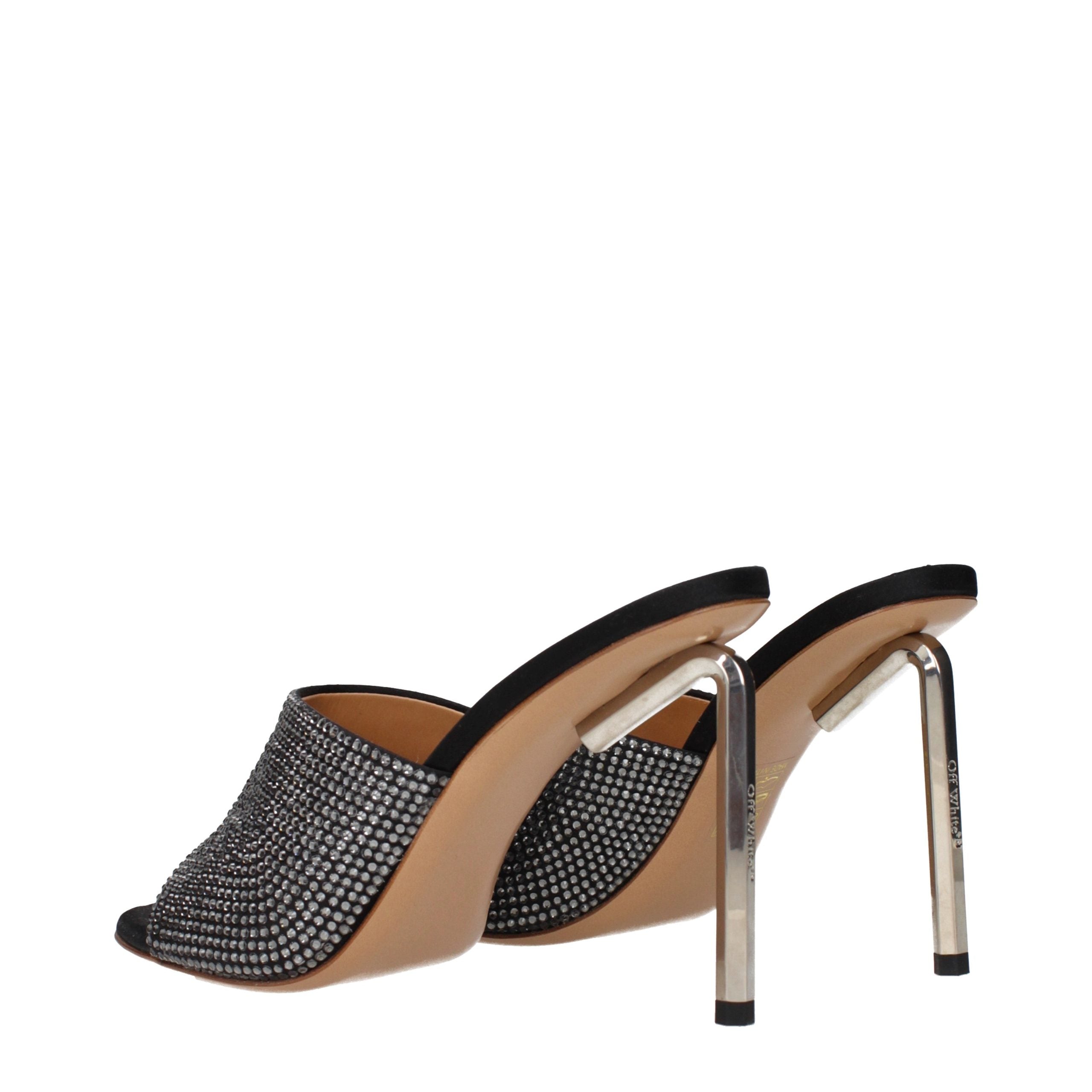 Schwarze Satin-Stiletto-Sandalen