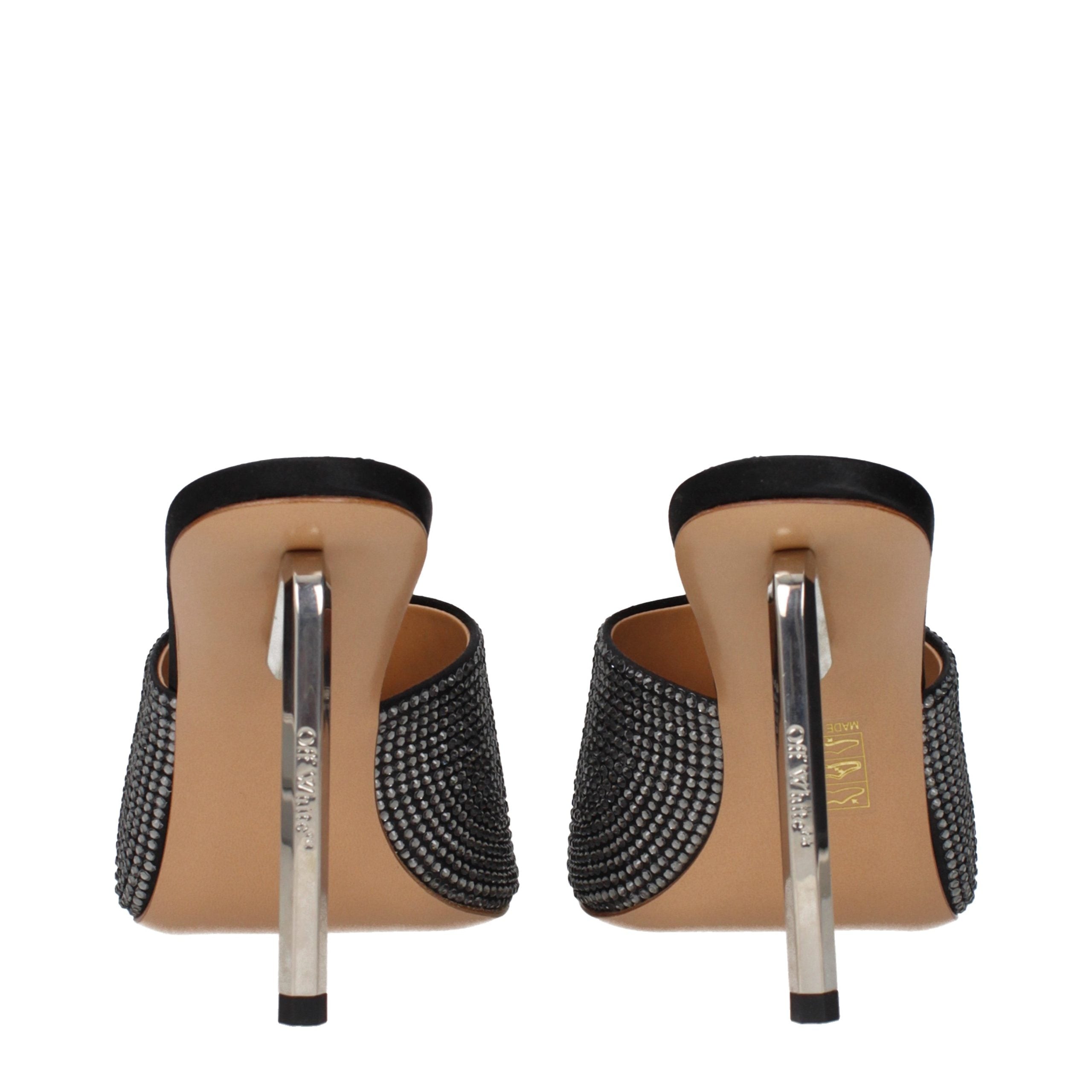 Schwarze Satin-Stiletto-Sandalen