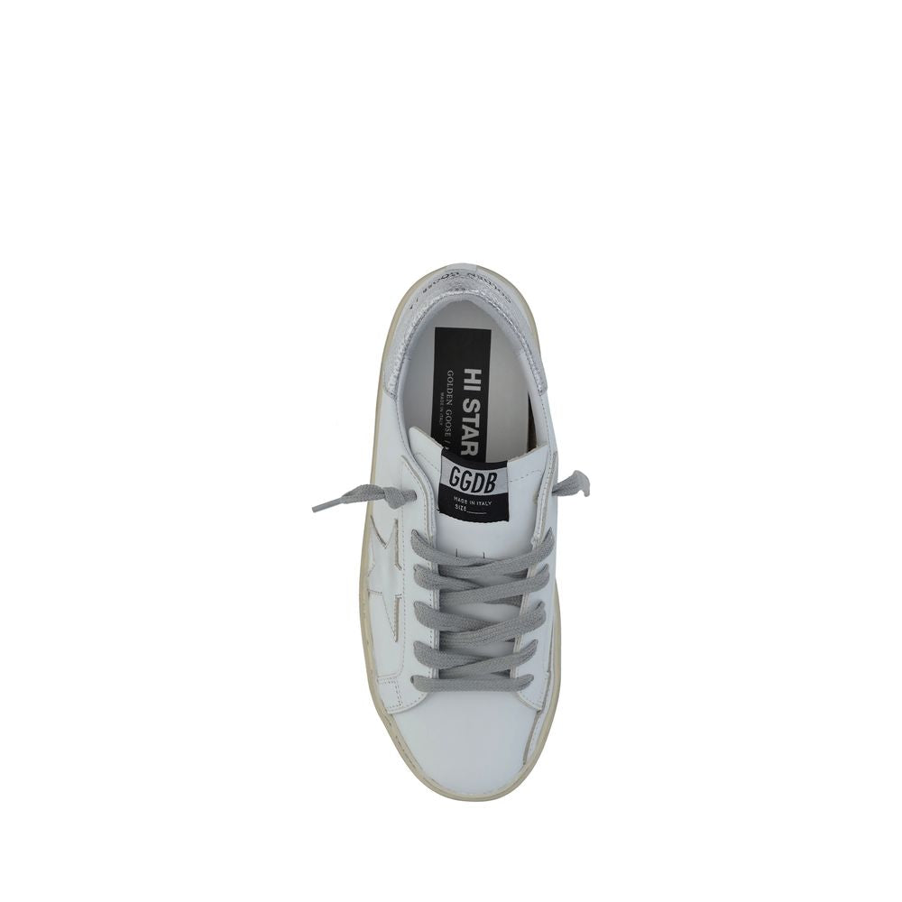 Weiße Low-Top-Sneaker aus Leder mit Sternendetail