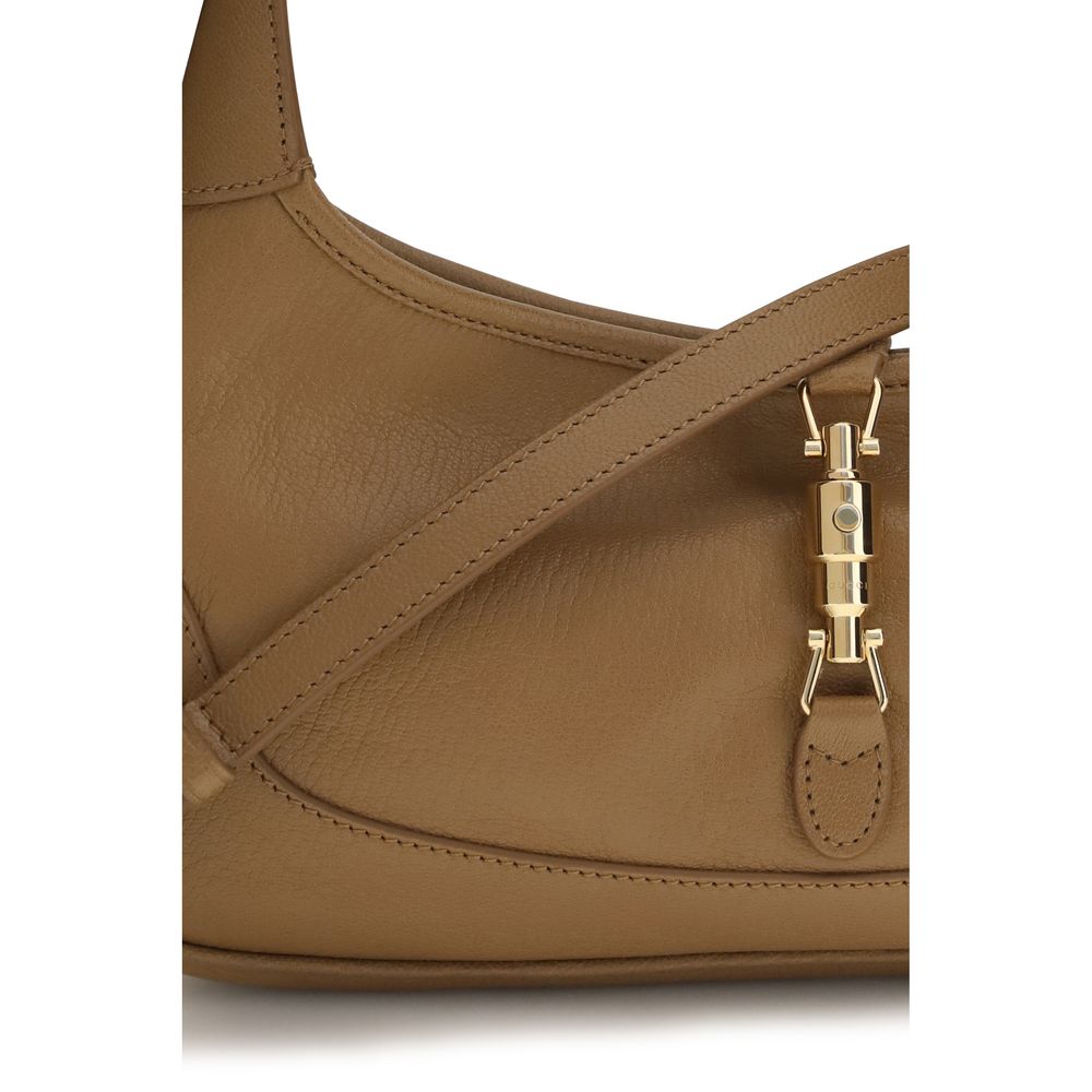 Beige Leather Handbag with Gold-Tone Hardware