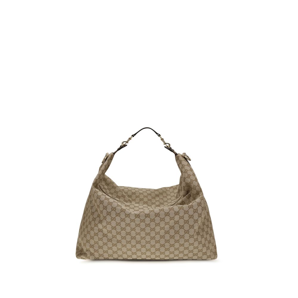 Beige Stoff-Schultertasche