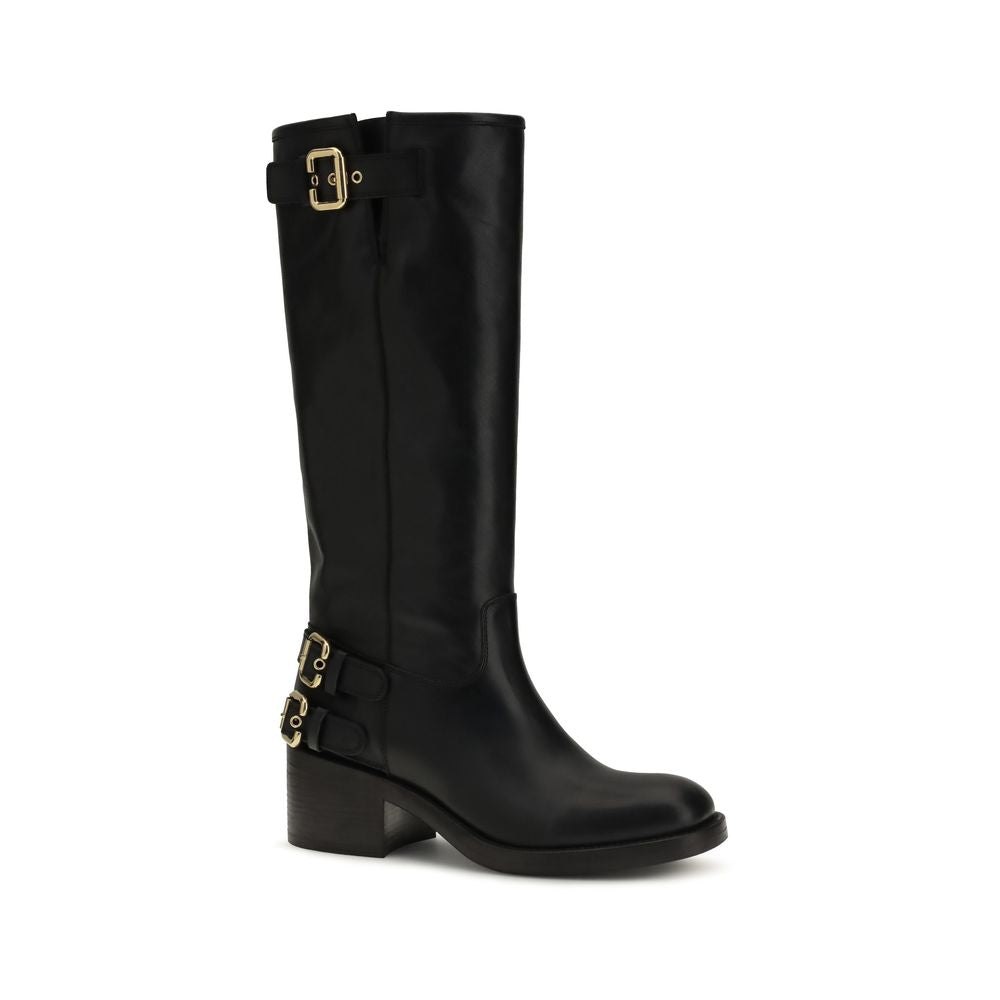 Schwarze Bos Taurus Flache Stiefel aus Kalbsleder