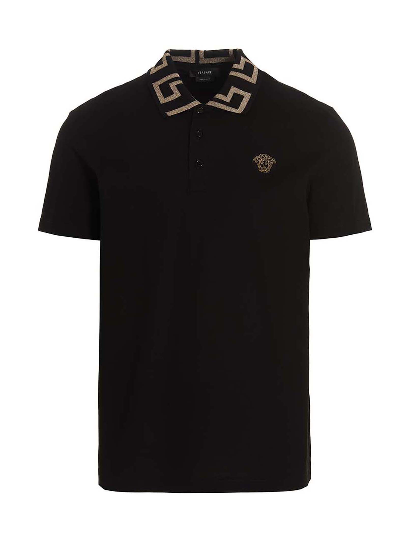 Polo en coton noir Versace