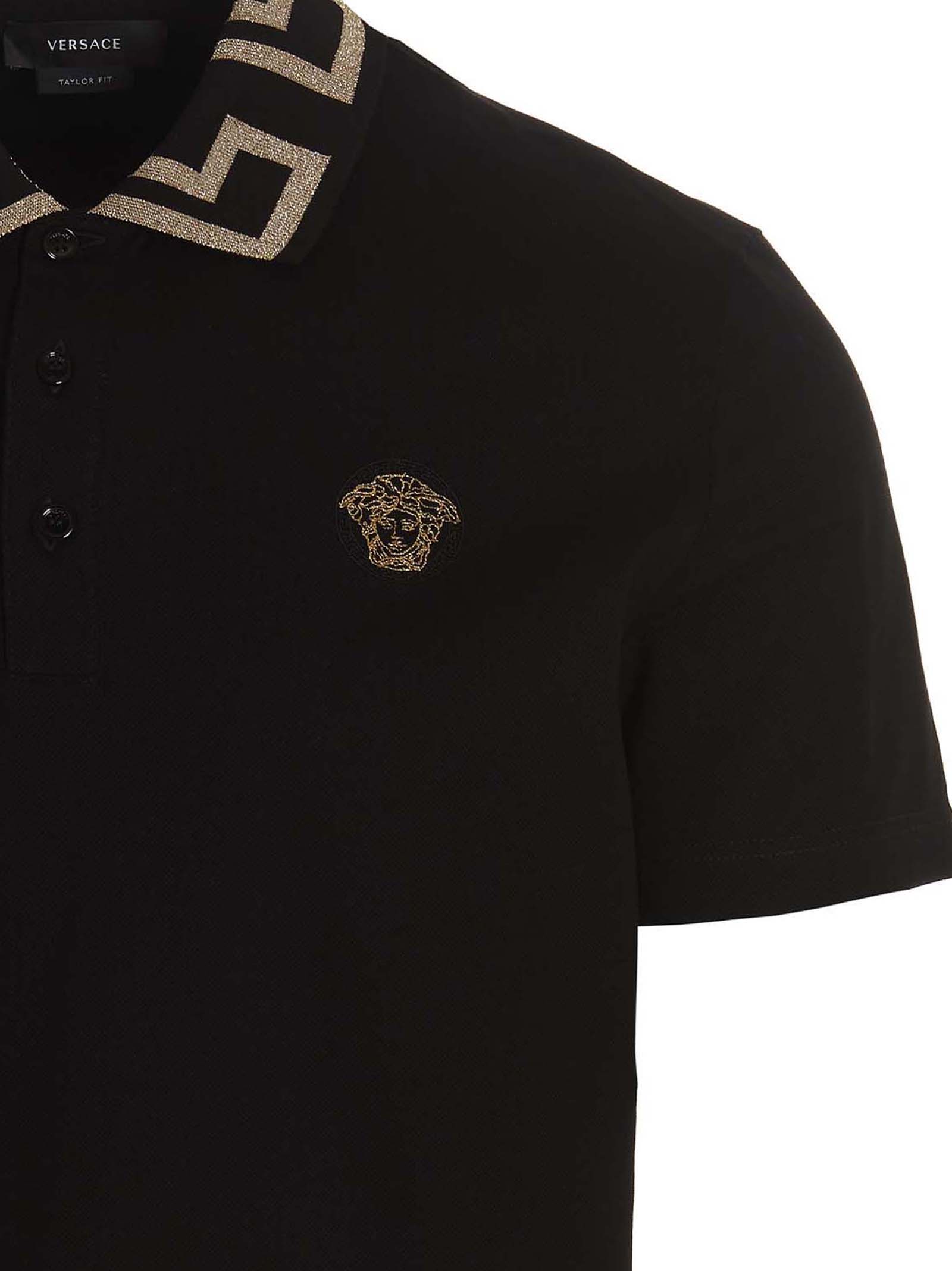 Polo en coton noir Versace