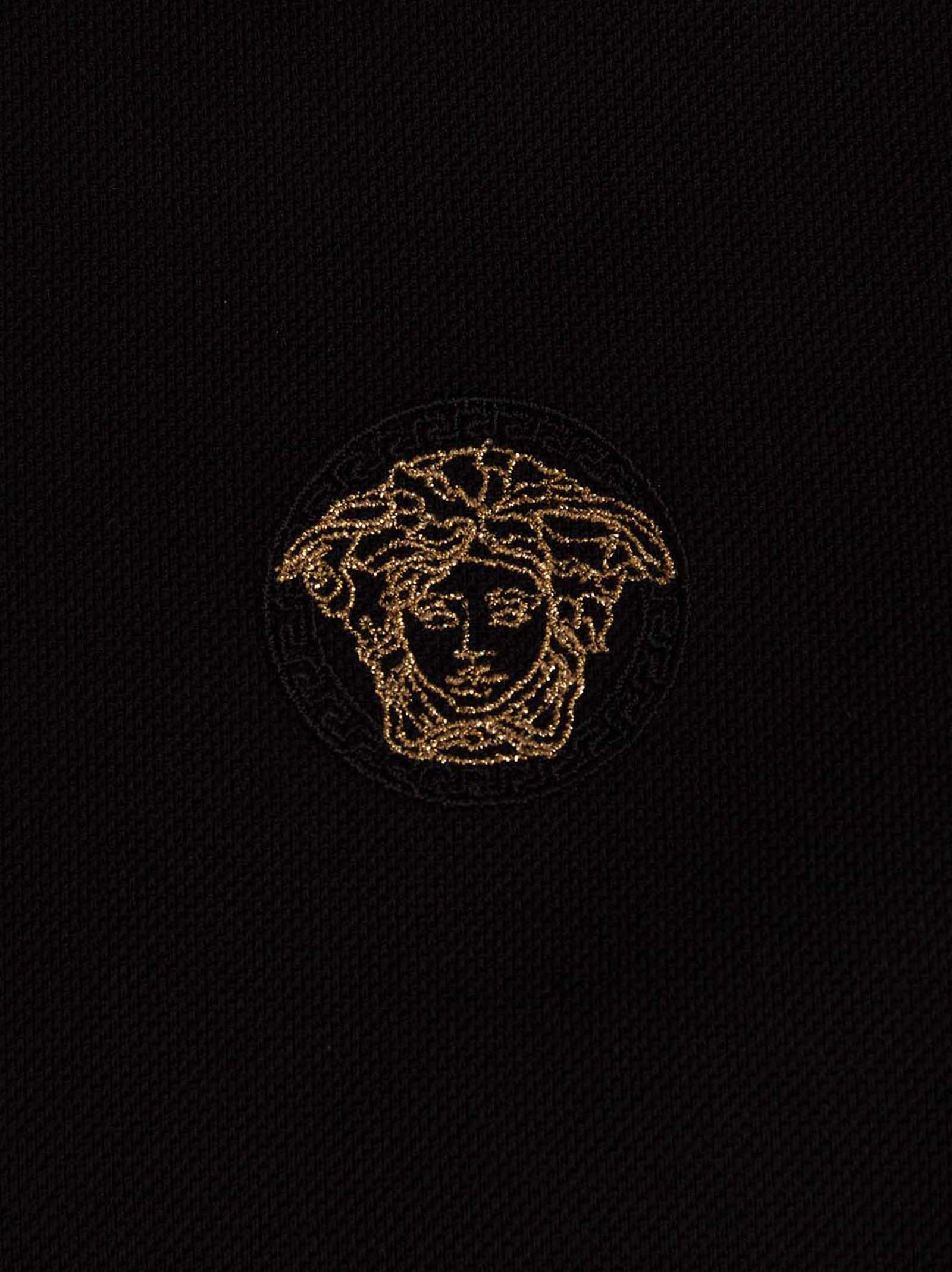 Polo en coton noir Versace