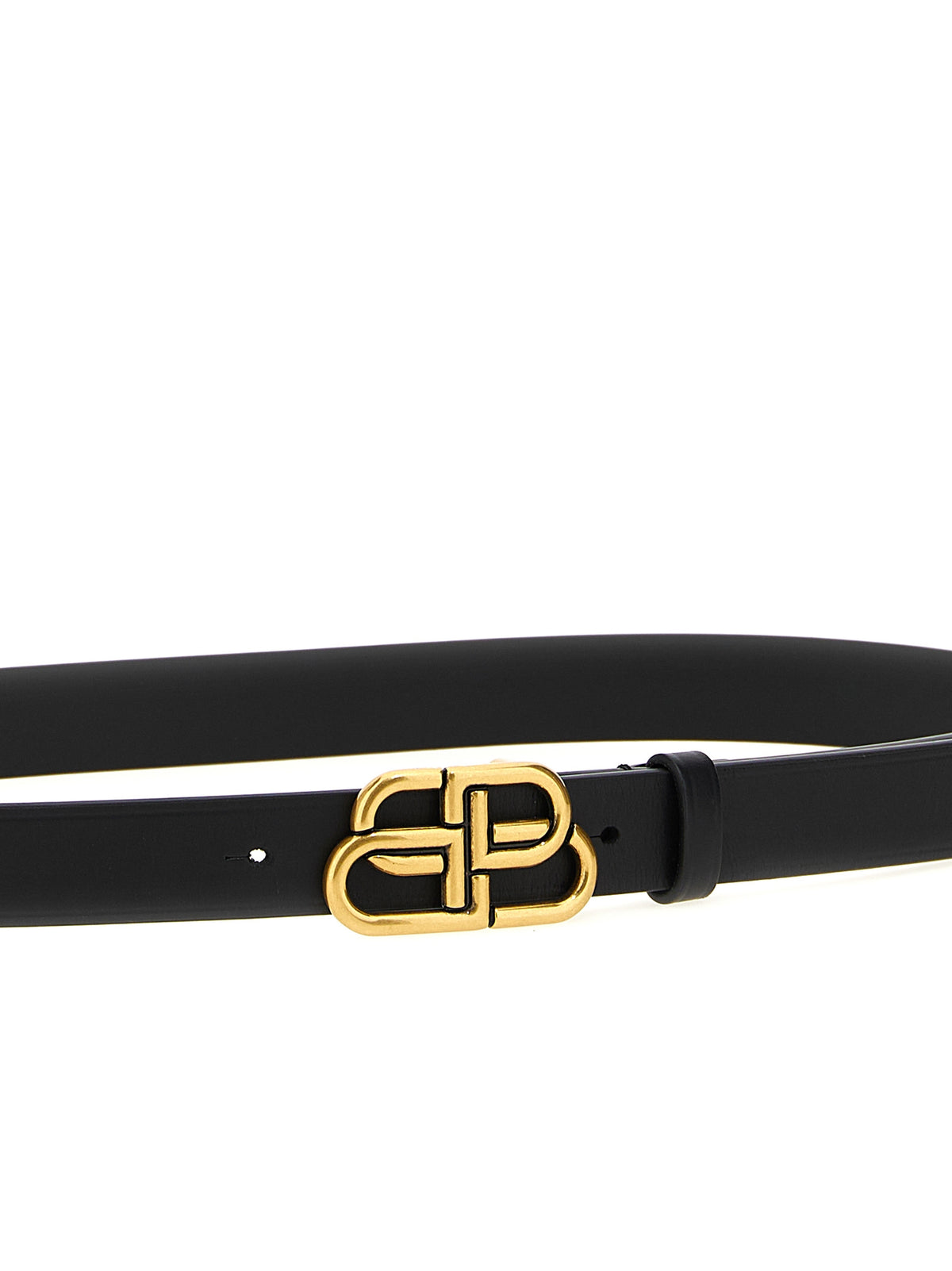 Ceinture fine en cuir de veau noir Balenciaga