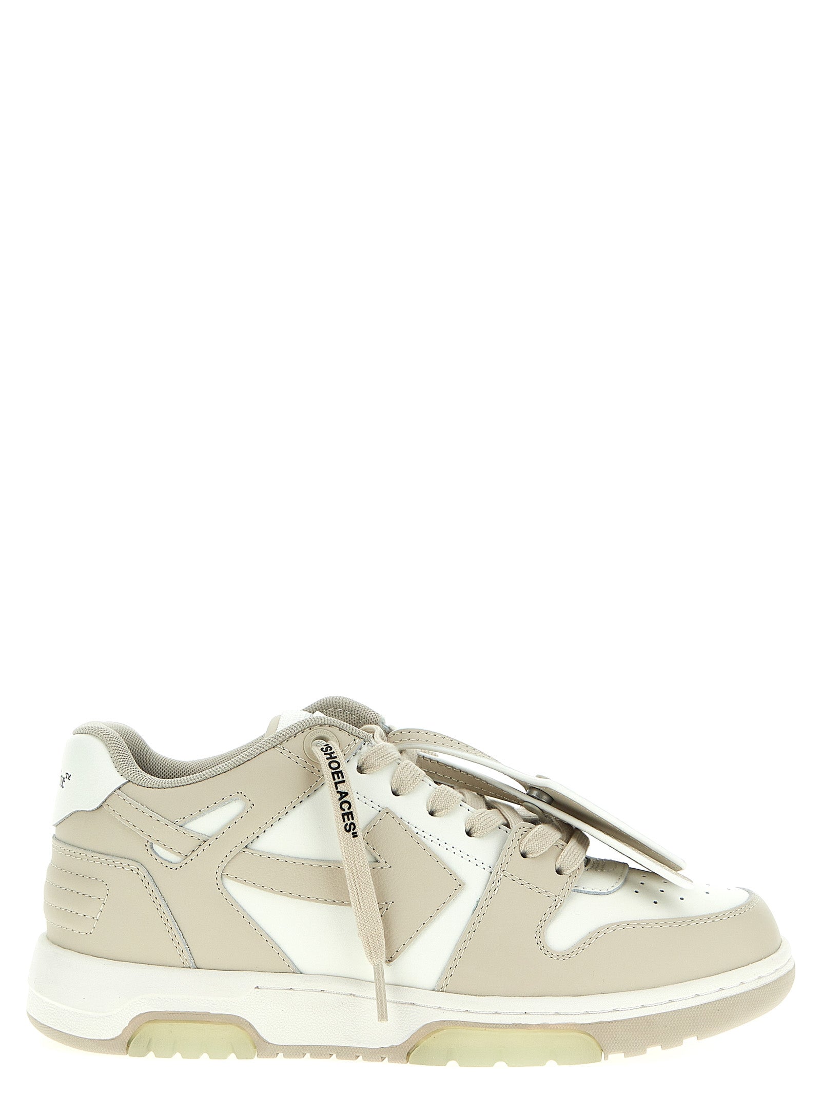 Off-White Beige Kalbsleder Low Top Sneakers