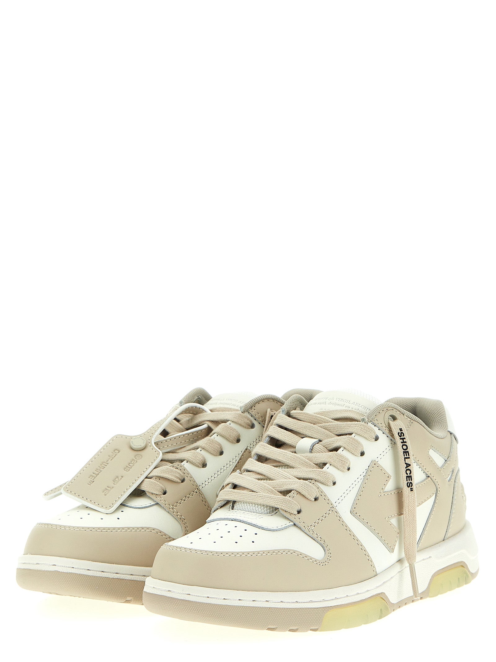 Off-White Beige Kalbsleder Low Top Sneakers