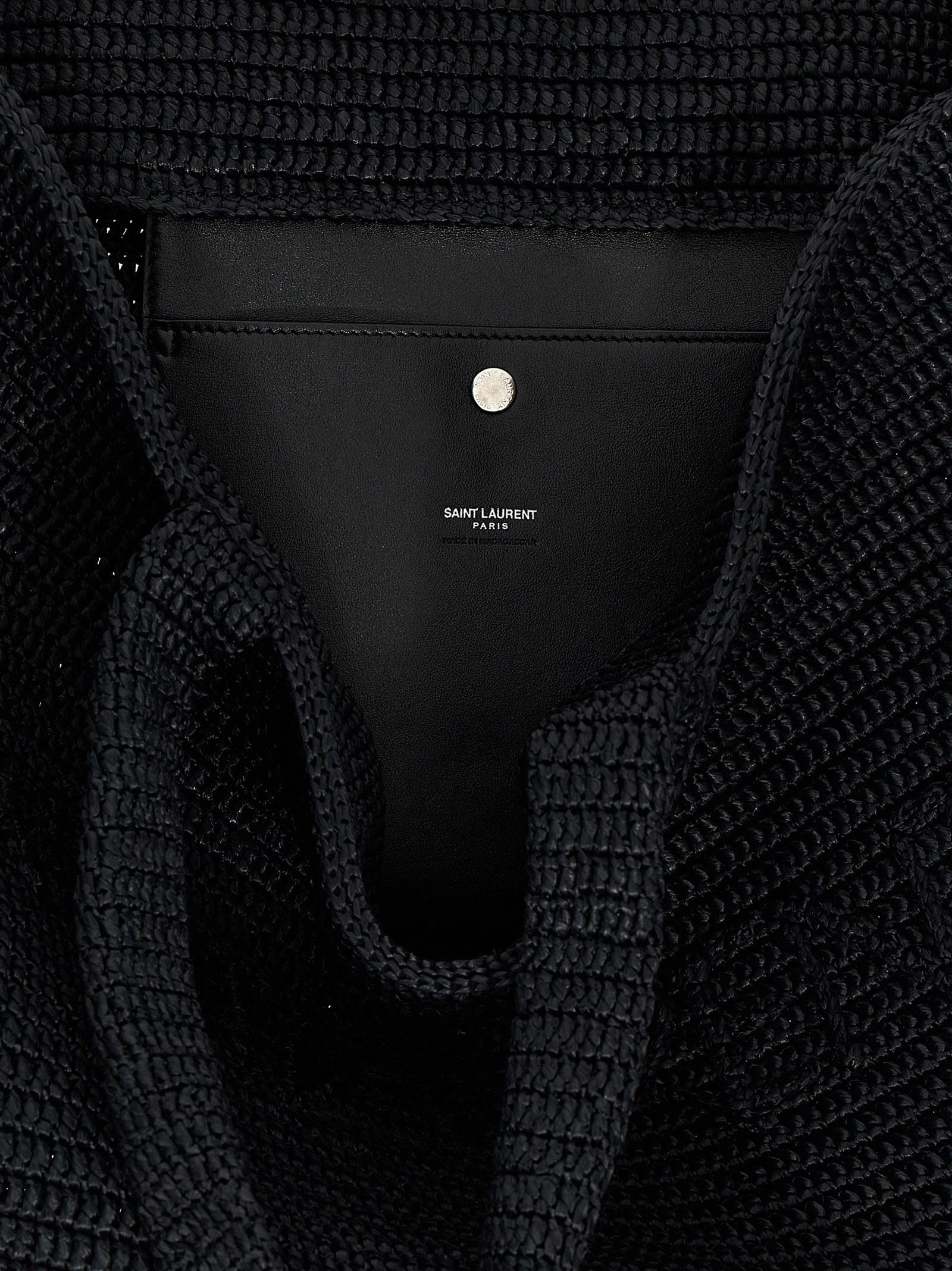 Saint Laurent Black Crochet Rafia Tote Viscose