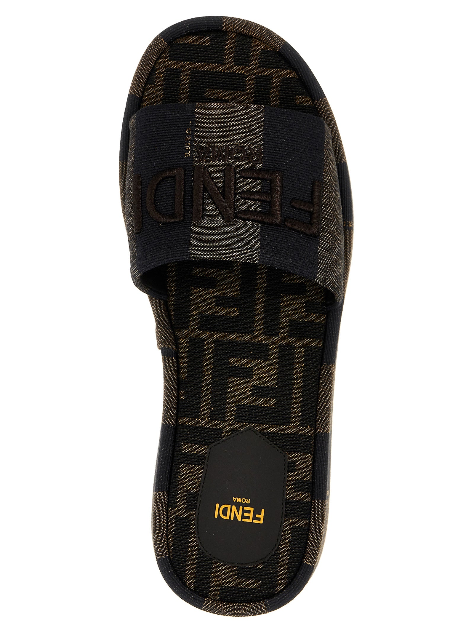 Fendi Brown Sunshine Cotton Slides