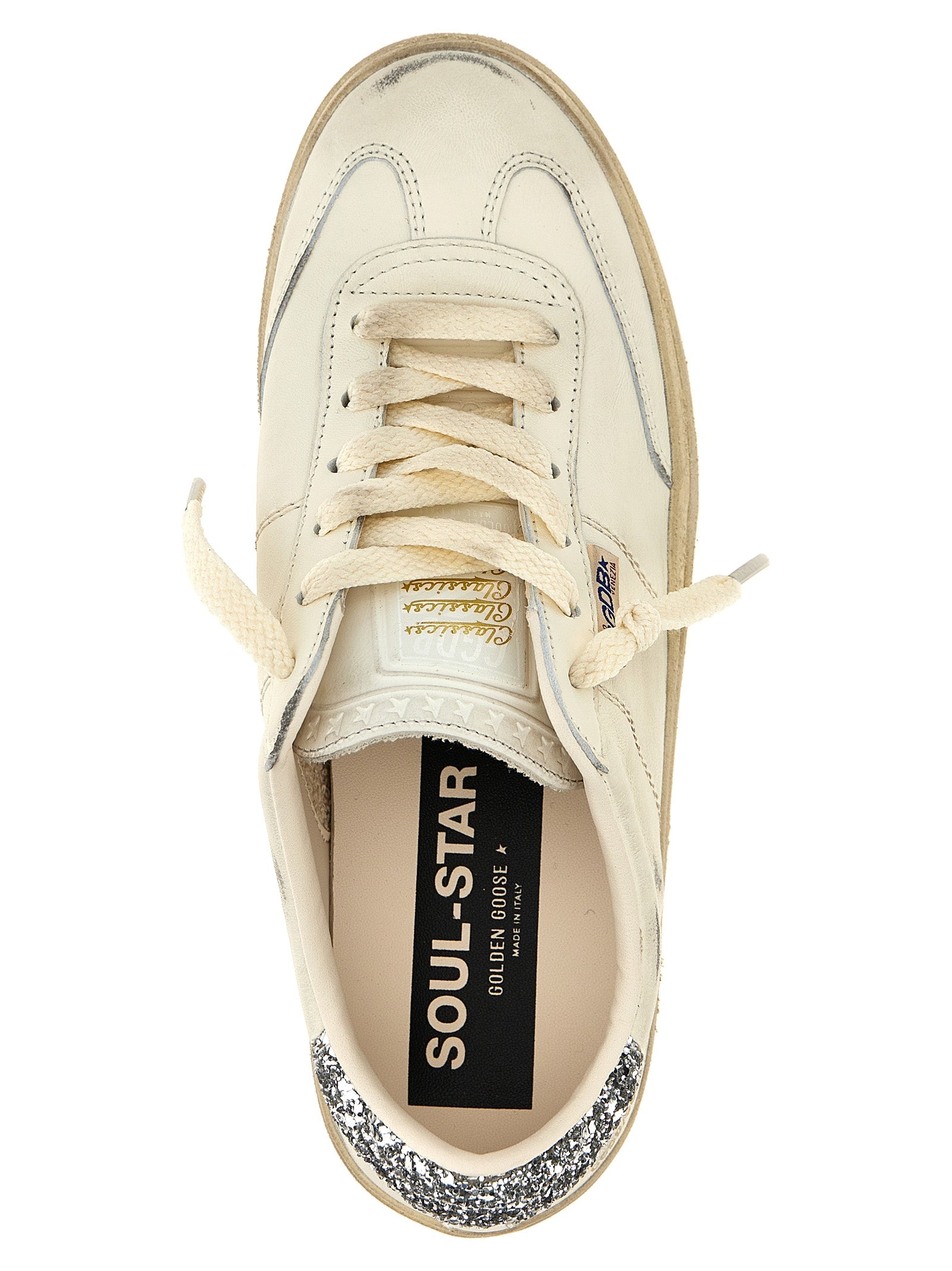 Golden Goose White Soul Star Lambskin Low Top Sneakers