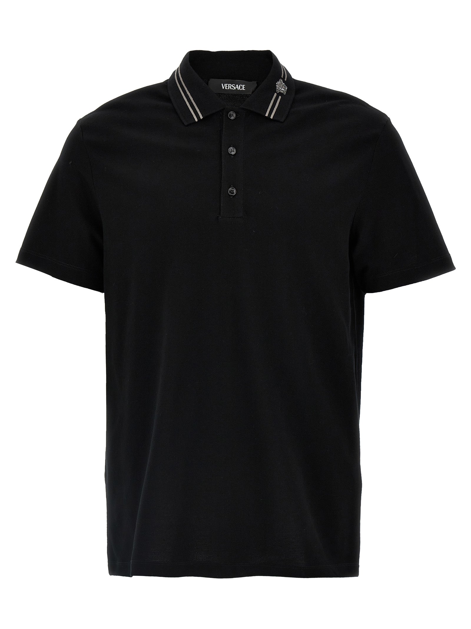Versace Poloshirt aus schwarzer Baumwolle