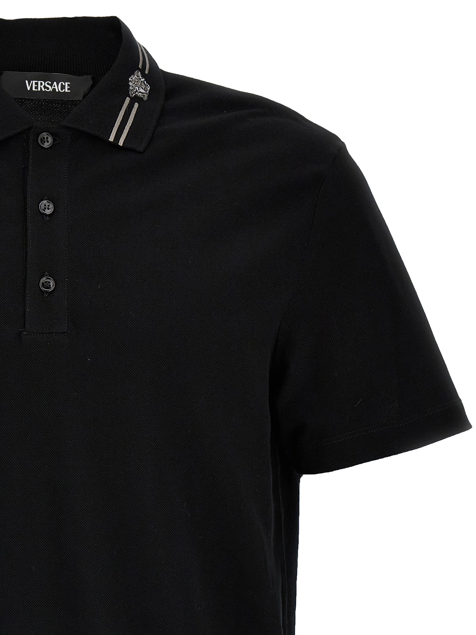 Versace Poloshirt aus schwarzer Baumwolle