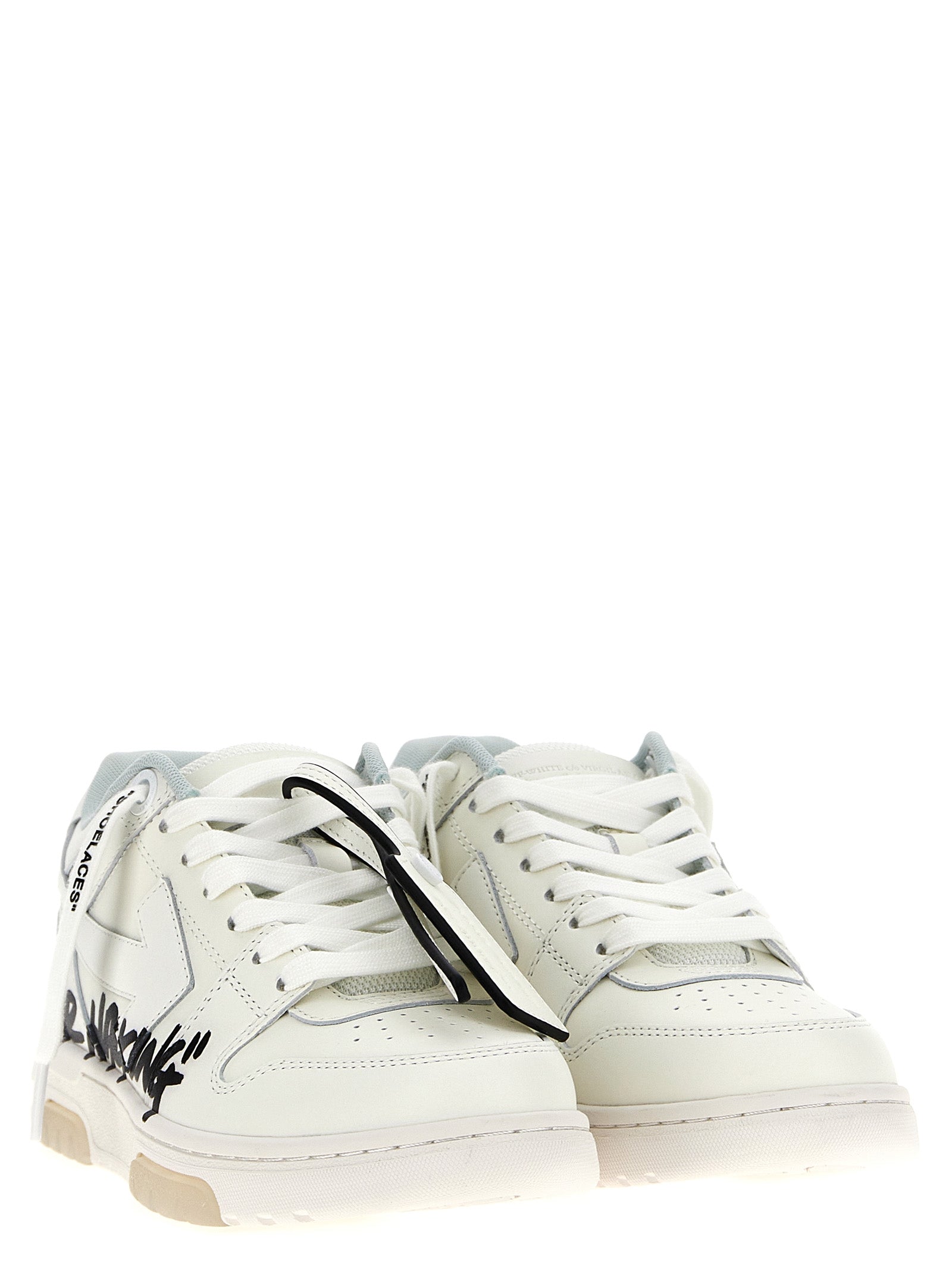 Off-White White Black Leather Low Top Sneakers
