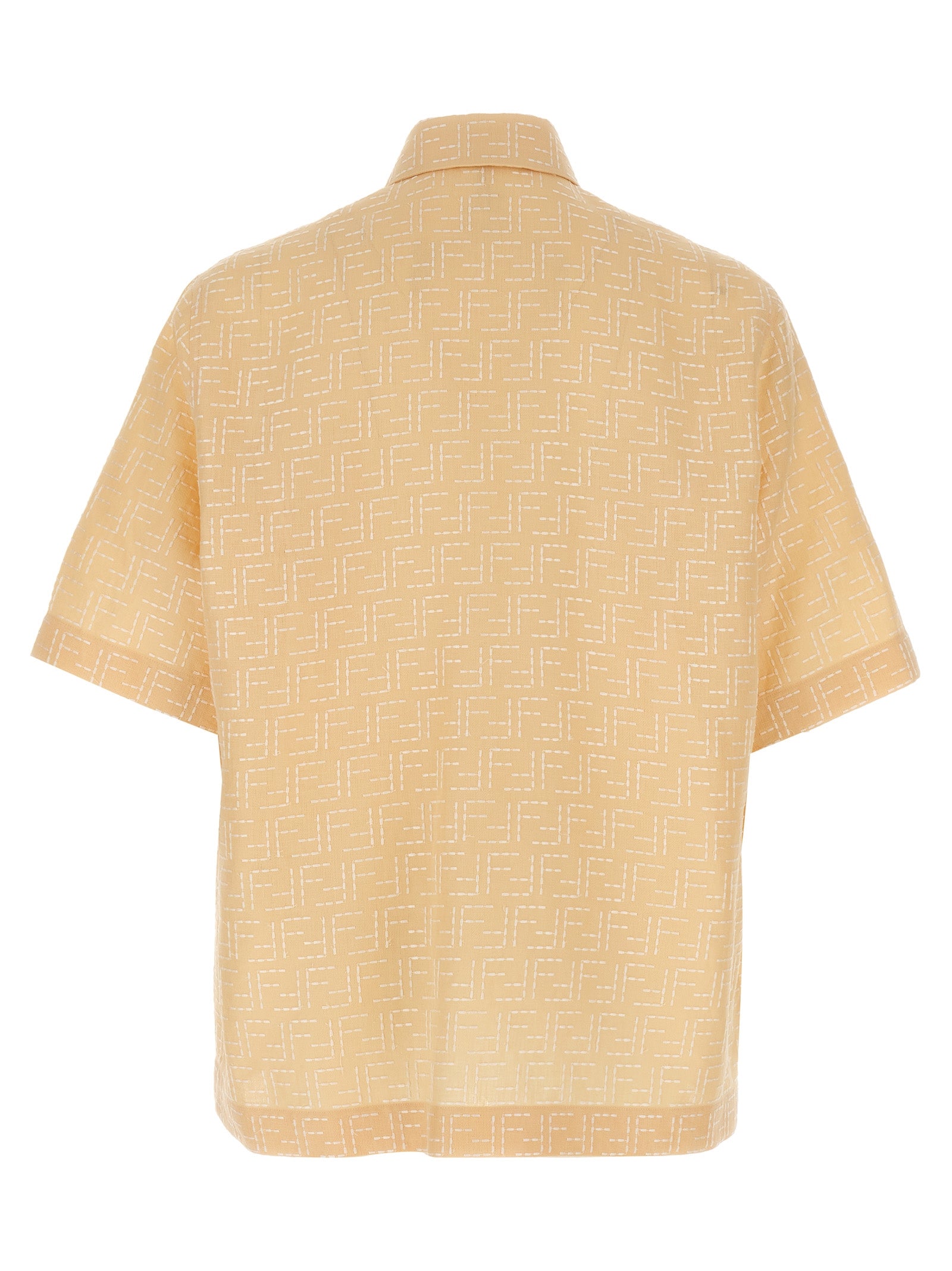 Fendi Beige FF Jacquard Linen Cotton Shirt