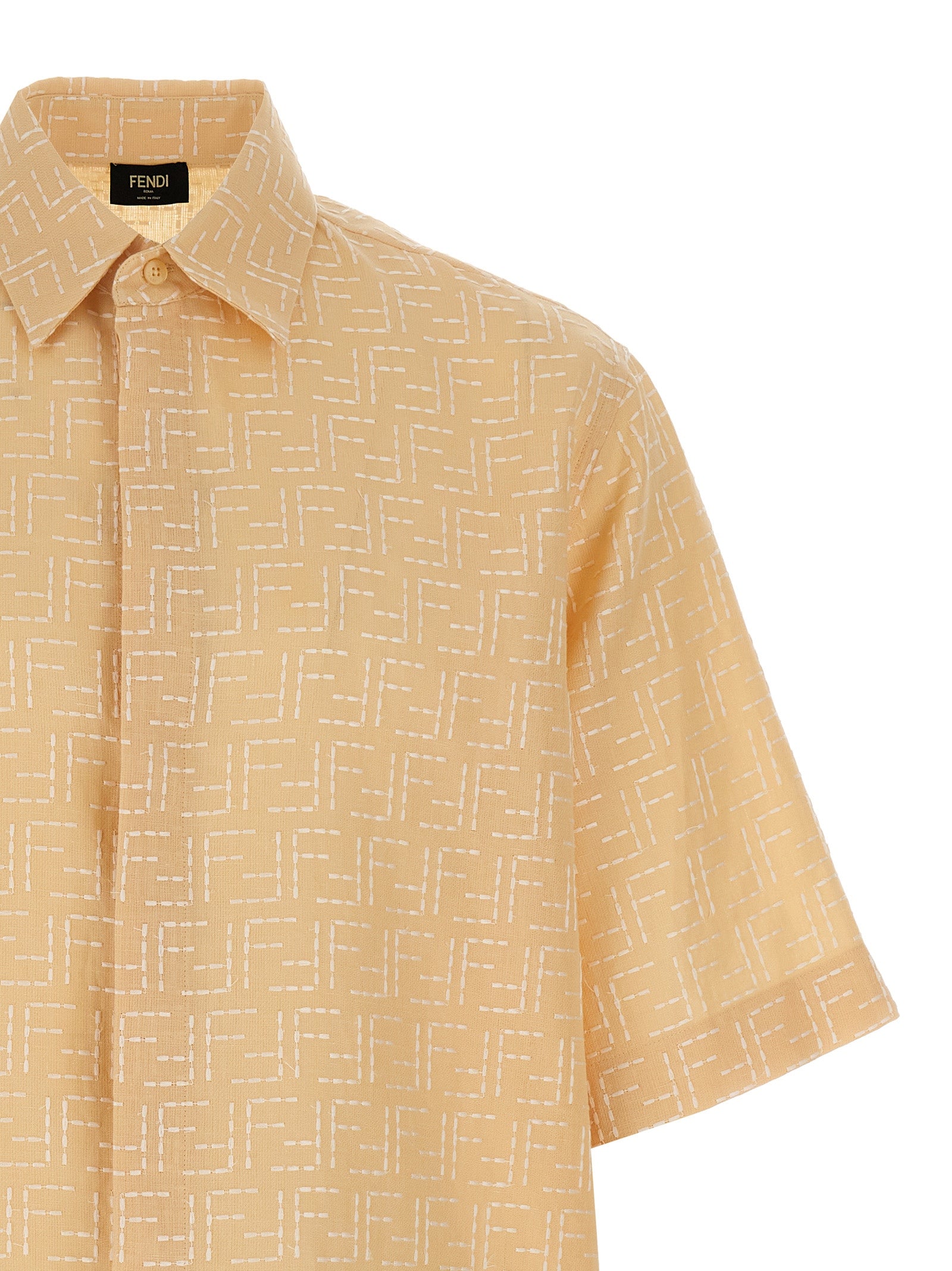 Fendi Beige FF Jacquard Linen Cotton Shirt