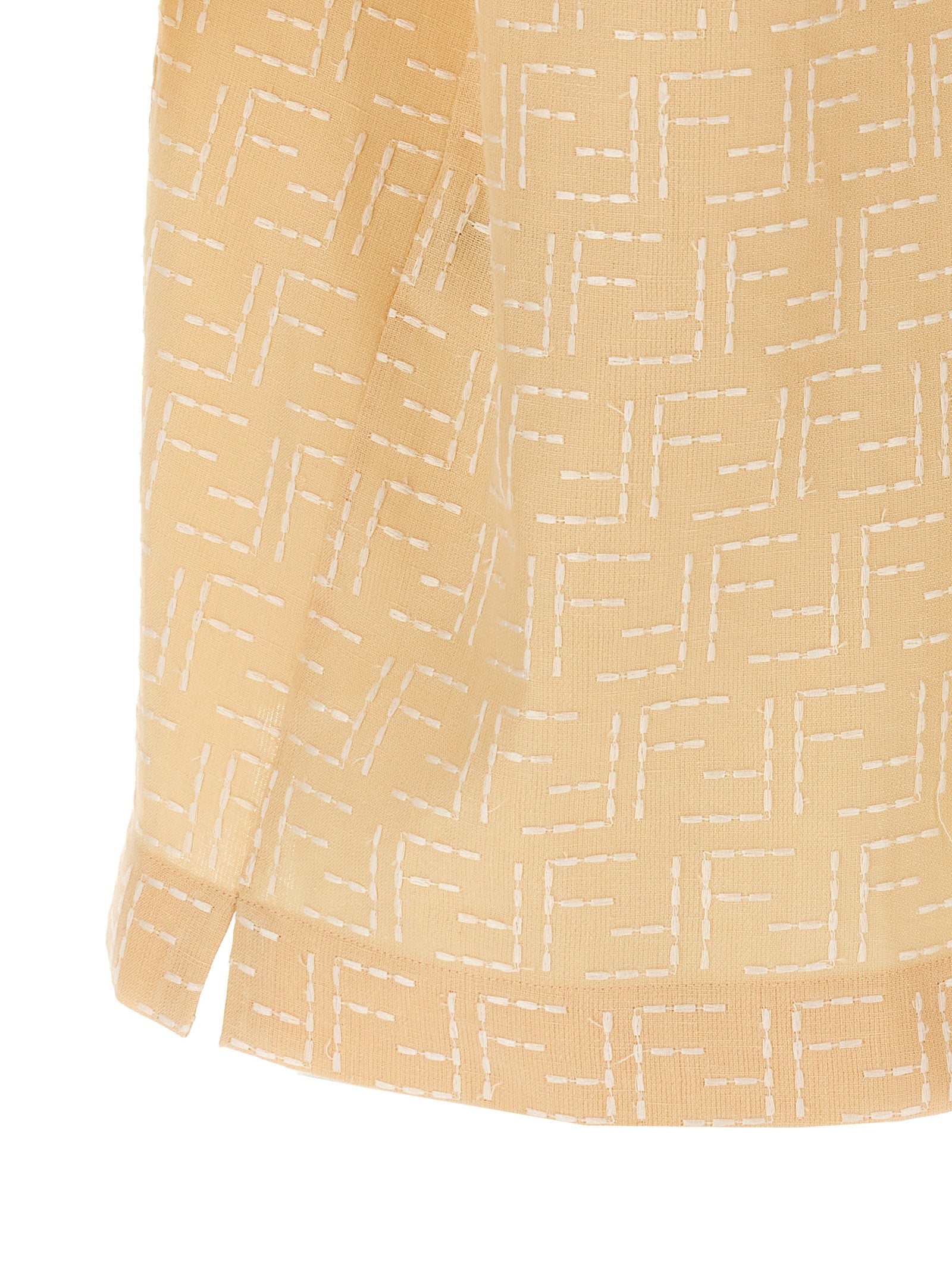 Fendi Beige FF Jacquard Linen Cotton Shirt