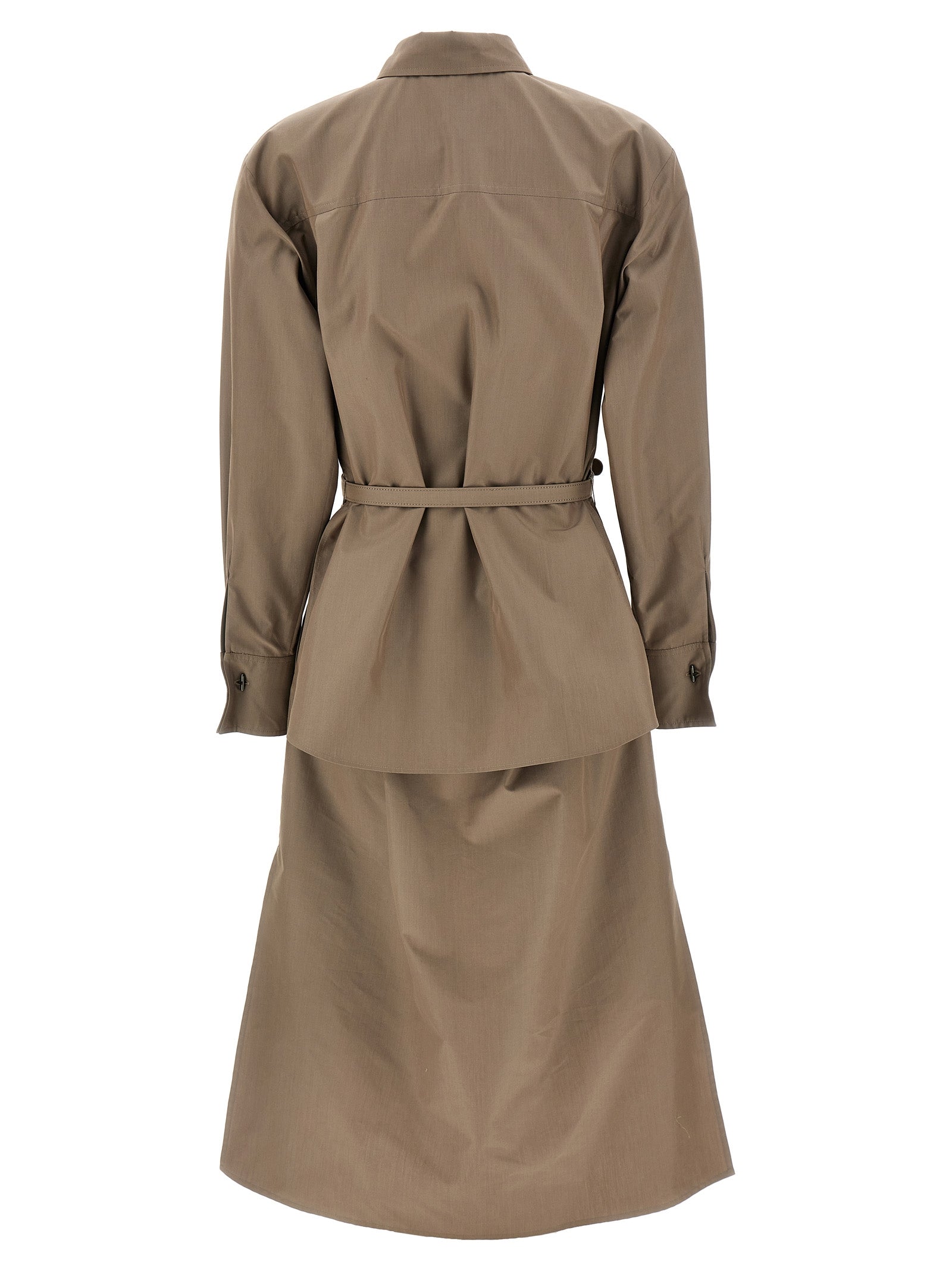 Fendi Gray Cotton Silk Midi Dress
