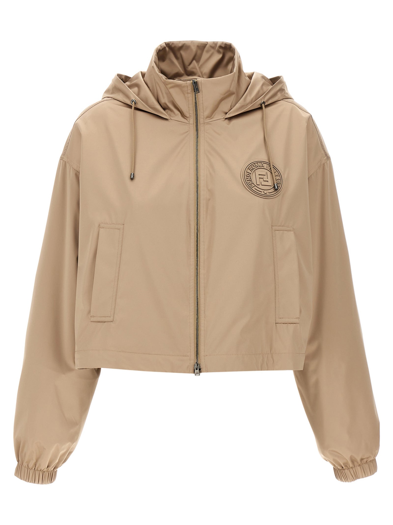 Fendi Brown Tech Silk Shell Jacket